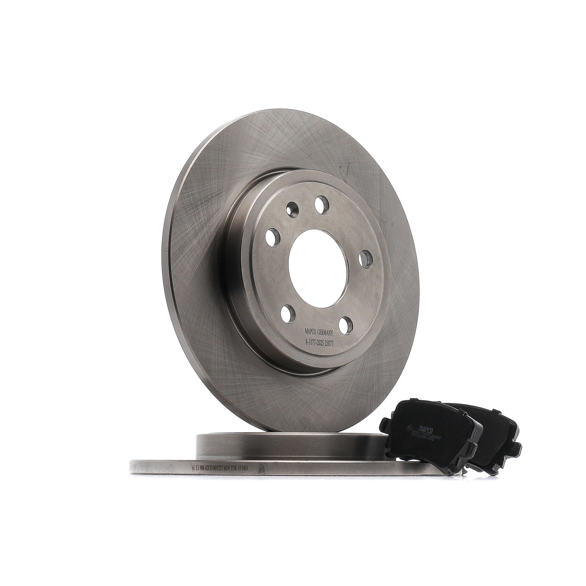 MAPCO 47877 Brake discs and pads set Rear Axle, solid, with anti-squeak plate, prepared for wear warning indicator
