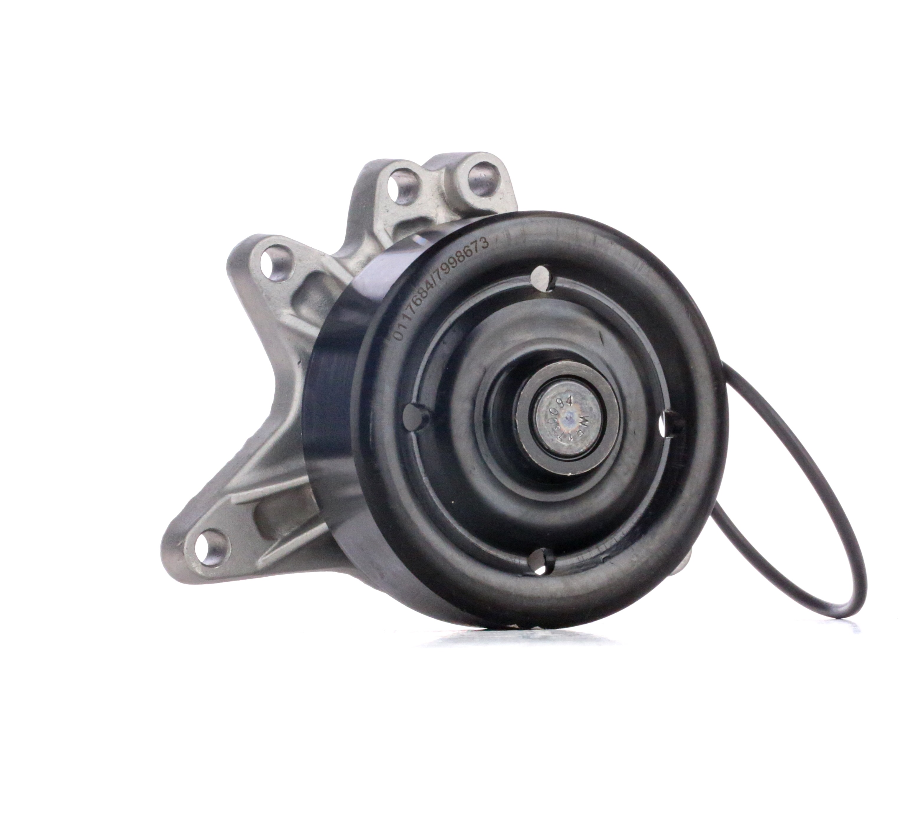STARK SKWP-0520088 Water pump Cast Aluminium, with belt pulley, with bolts/screws, with seal ring, Belt Pulley pressed on, Mechanical, Metal, Belt Pulley Ø: 90 mm, for v-ribbed belt use