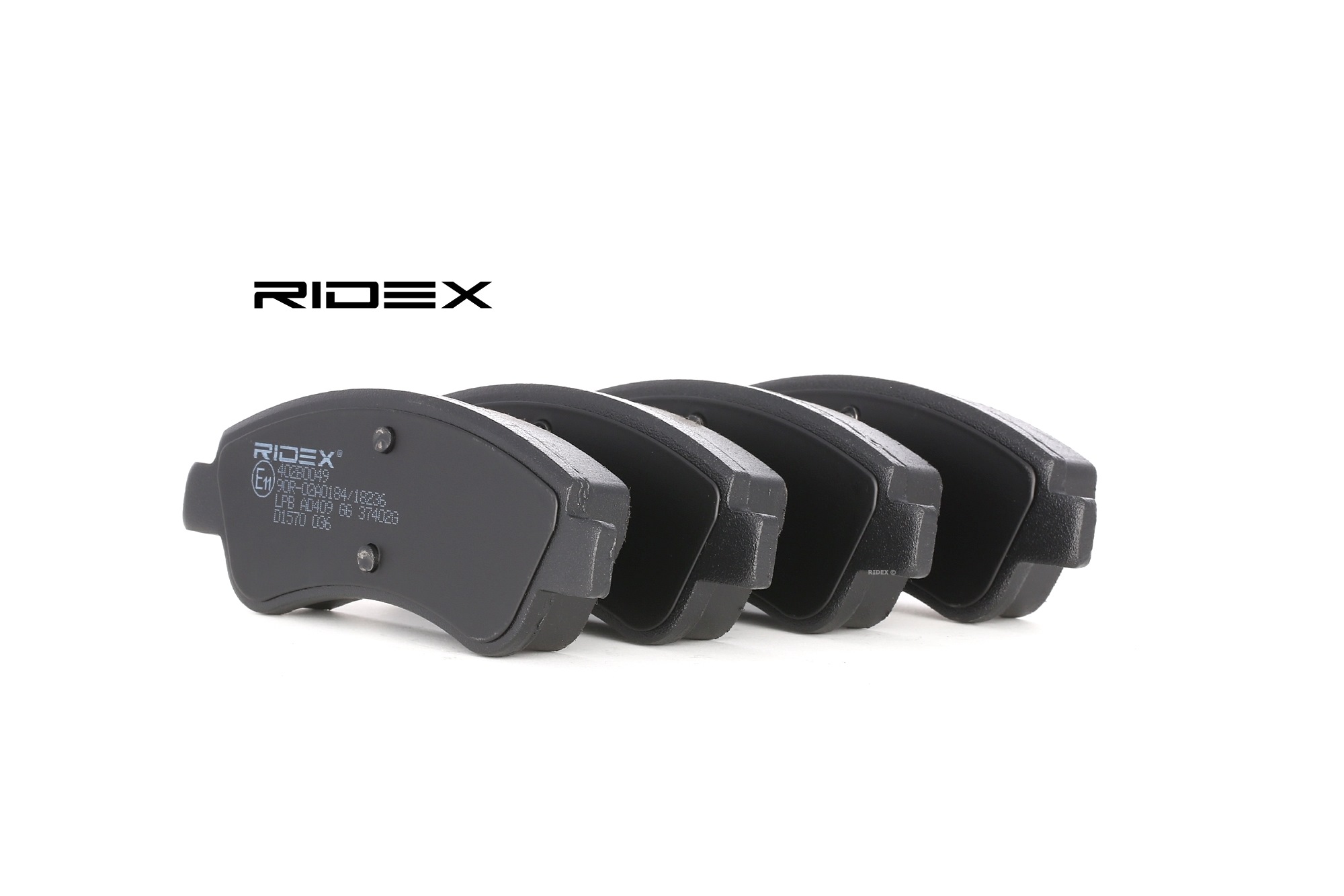 RIDEX 402B0049 originálne CITROЁN Brzdové doštičky / platničky predna naprava, Low-Metallic, okrem kontaktu na signalizaciu opotrebenia, bez pripravy pre ukazovatel opotrebenia, so skrutkami brzdoveho strmena