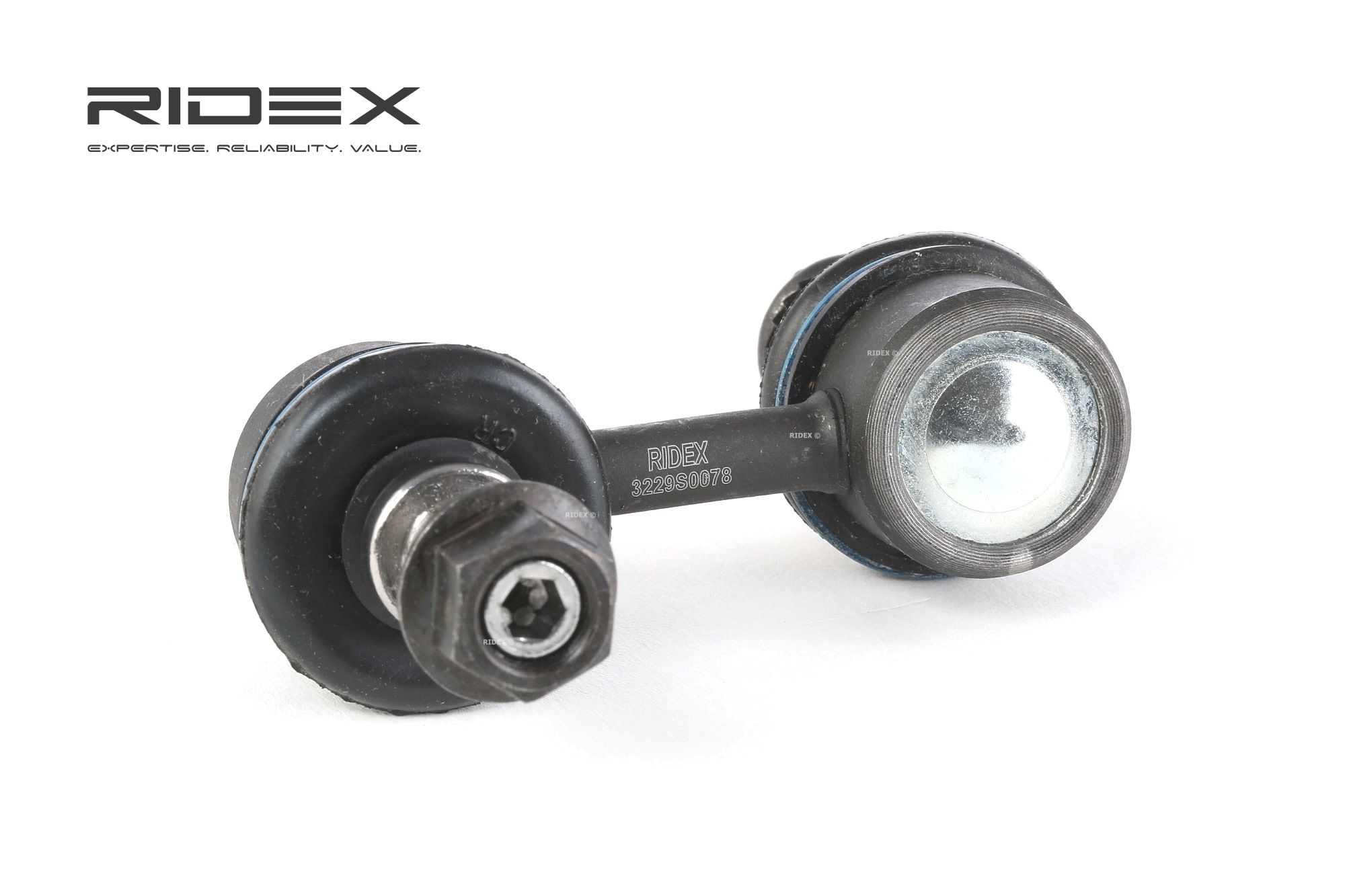 RIDEX 3229S0078 Anti-roll bar link Front axle both sides, 55mm, M10x1,25 , with accessories, Steel , for left-hand/right-hand drive vehicles