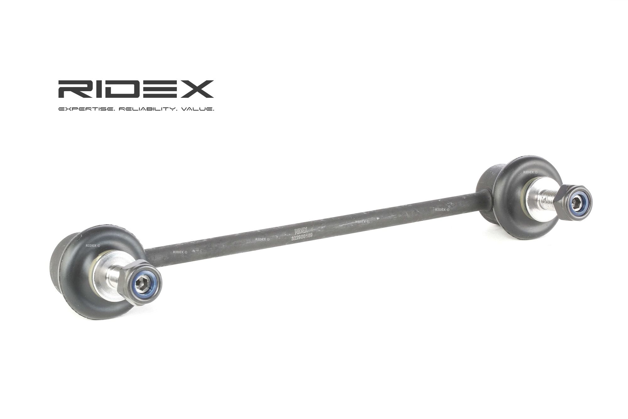 RIDEX 3229S0169 Anti-roll bar link Front axle both sides, 226mm, M10 x 1,5 , Steel , silver
