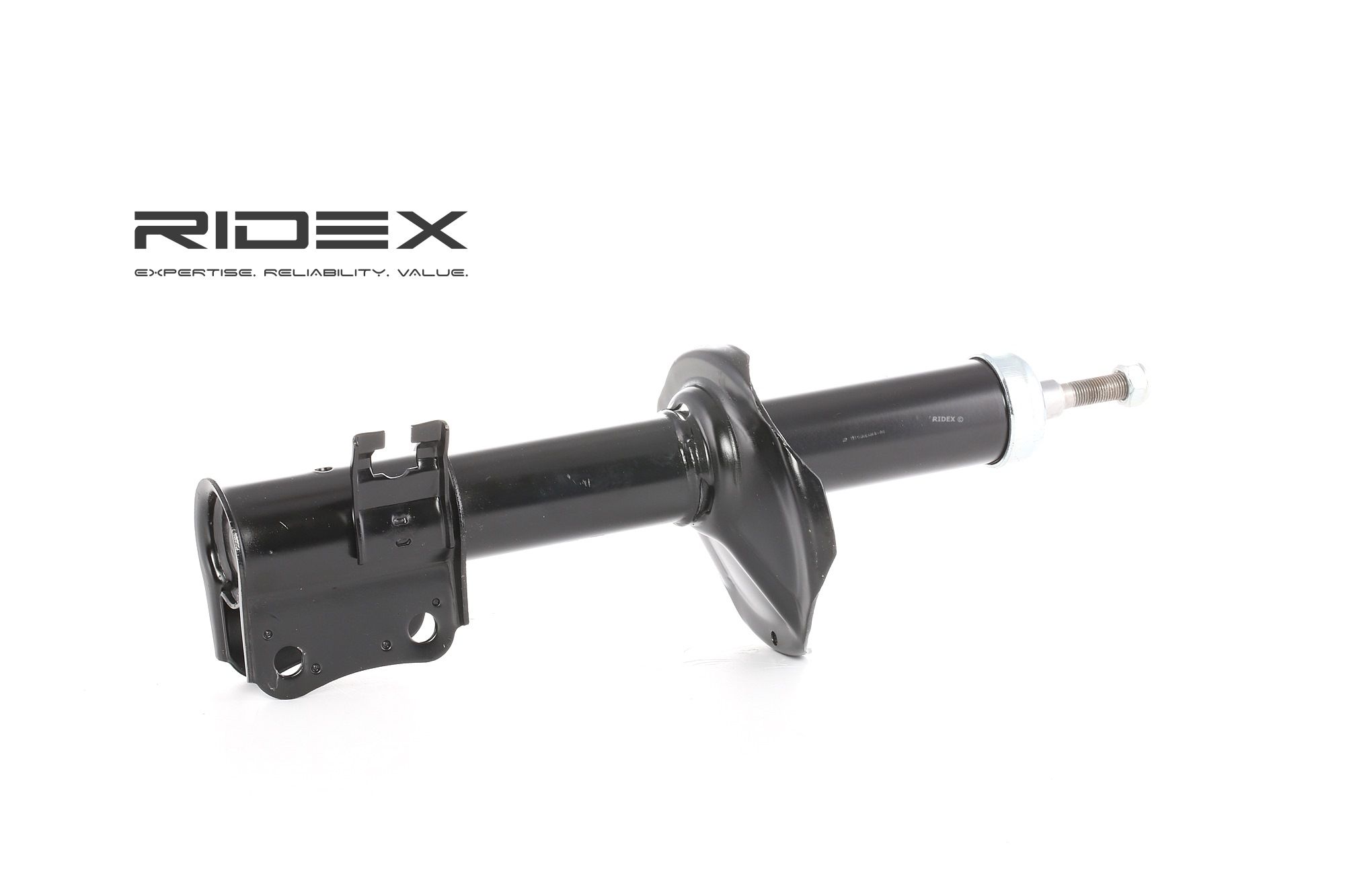 RIDEX 854S1080 SUBARU Dämpfer Vorderachse links, Gasdruck, Zweirohr, Federbein, oben Stift, unten Schelle