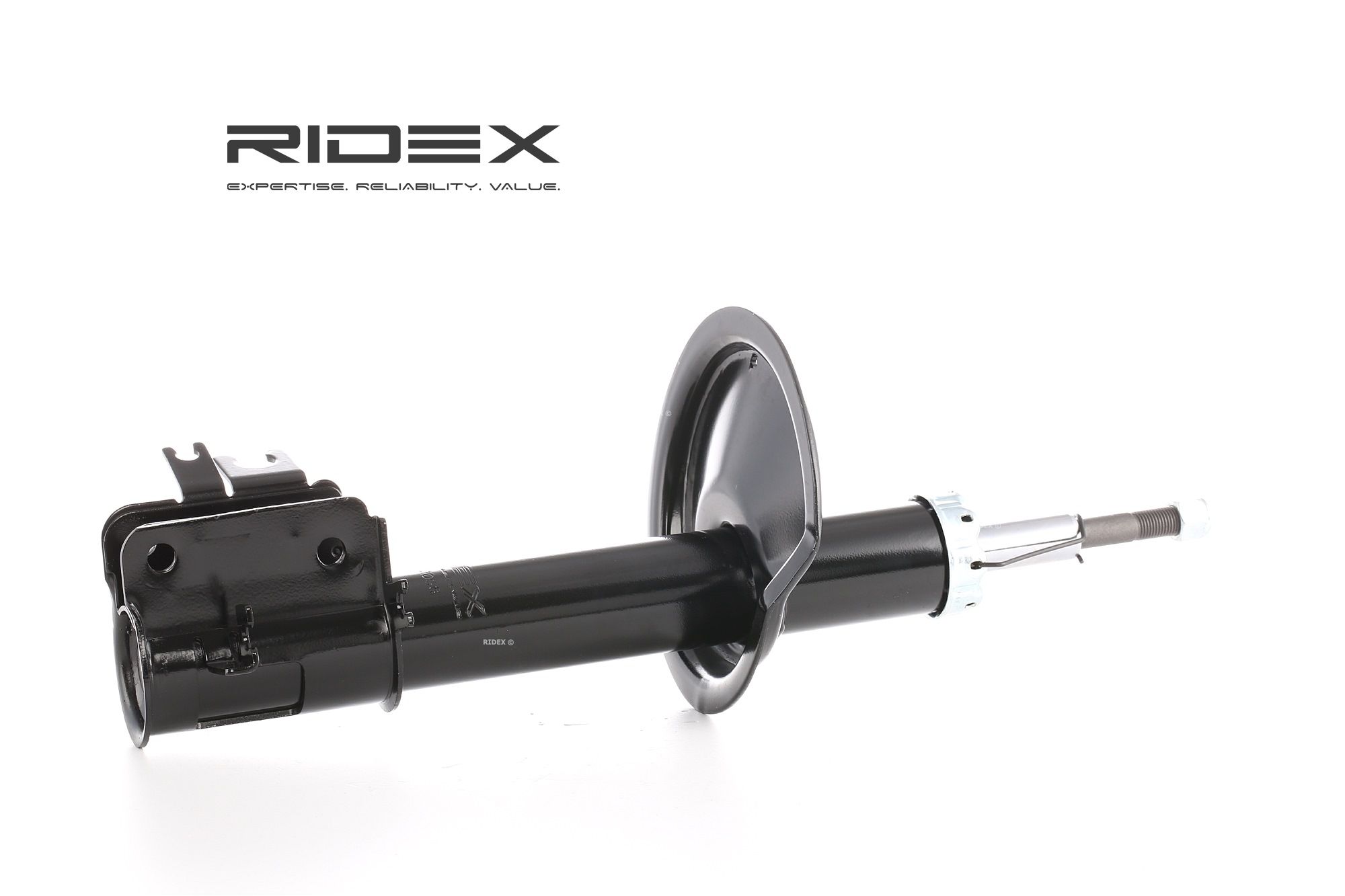 RIDEX 854S1056 Shock absorber Front Axle Left, Gas Pressure, Twin-Tube, Suspension Strut, Top pin, Bottom Clamp
