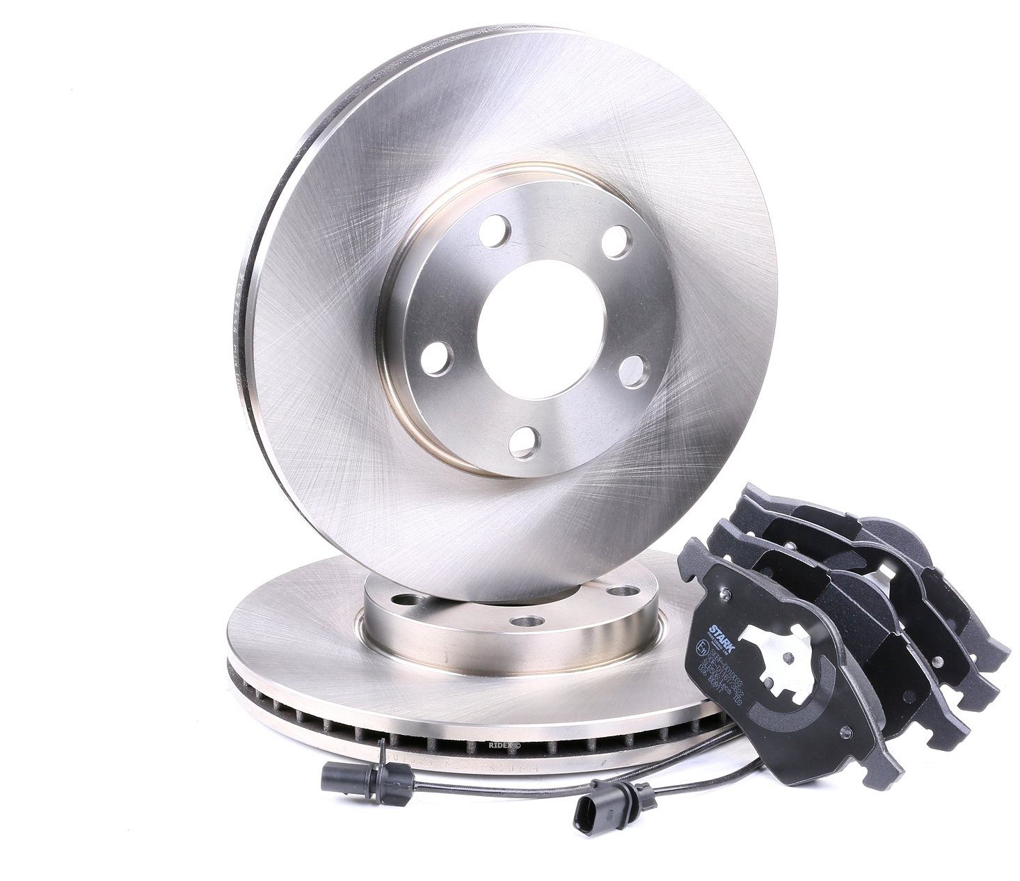 STARK SKBK-1090040 Brake discs and pads set Front Axle, Vented, with anti-squeak plate, incl. wear warning contact