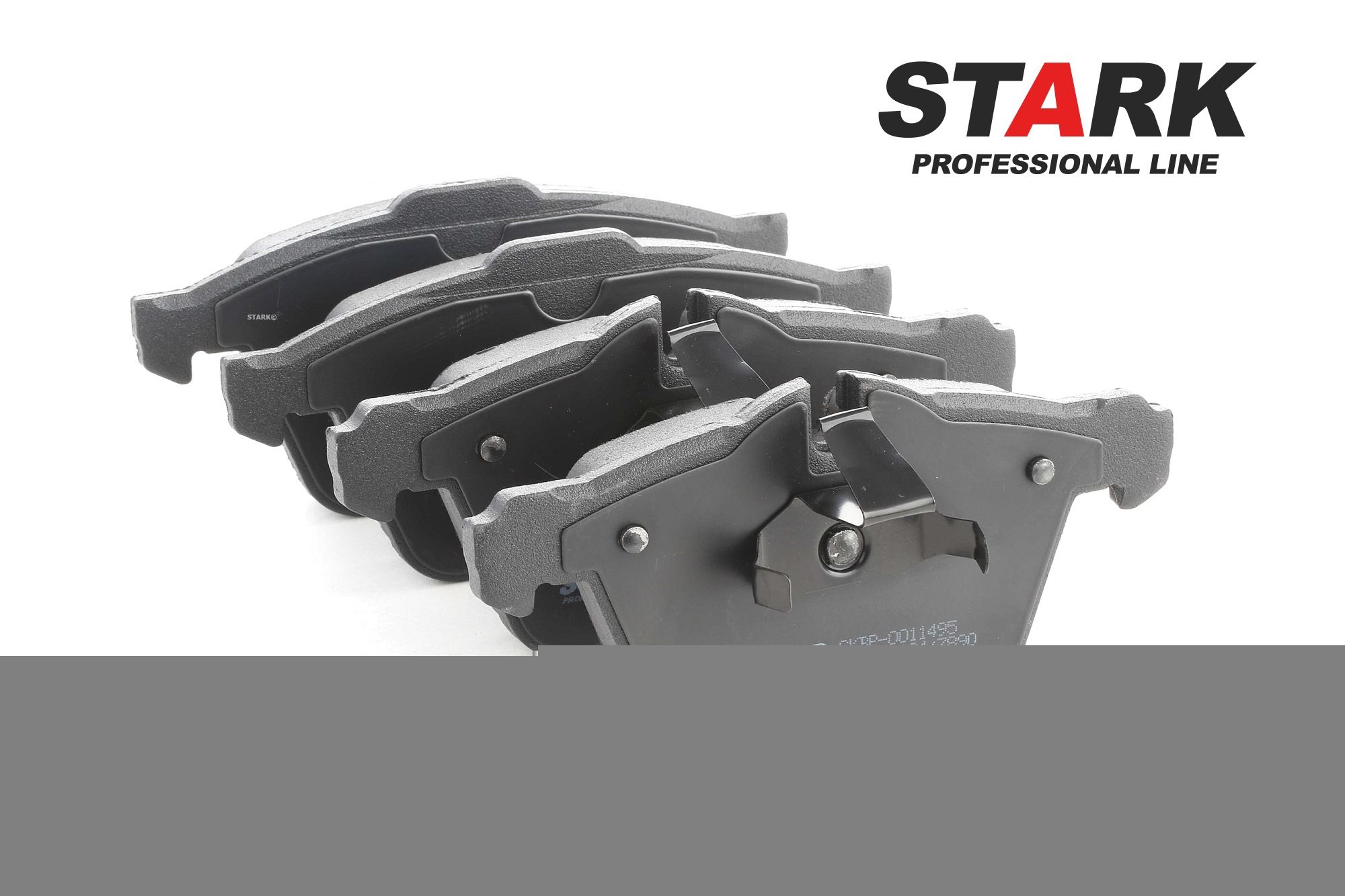 STARK SKBP-0011495 Brake pad set Front Axle, Low-Metallic, excl. wear warning contact, with piston clip