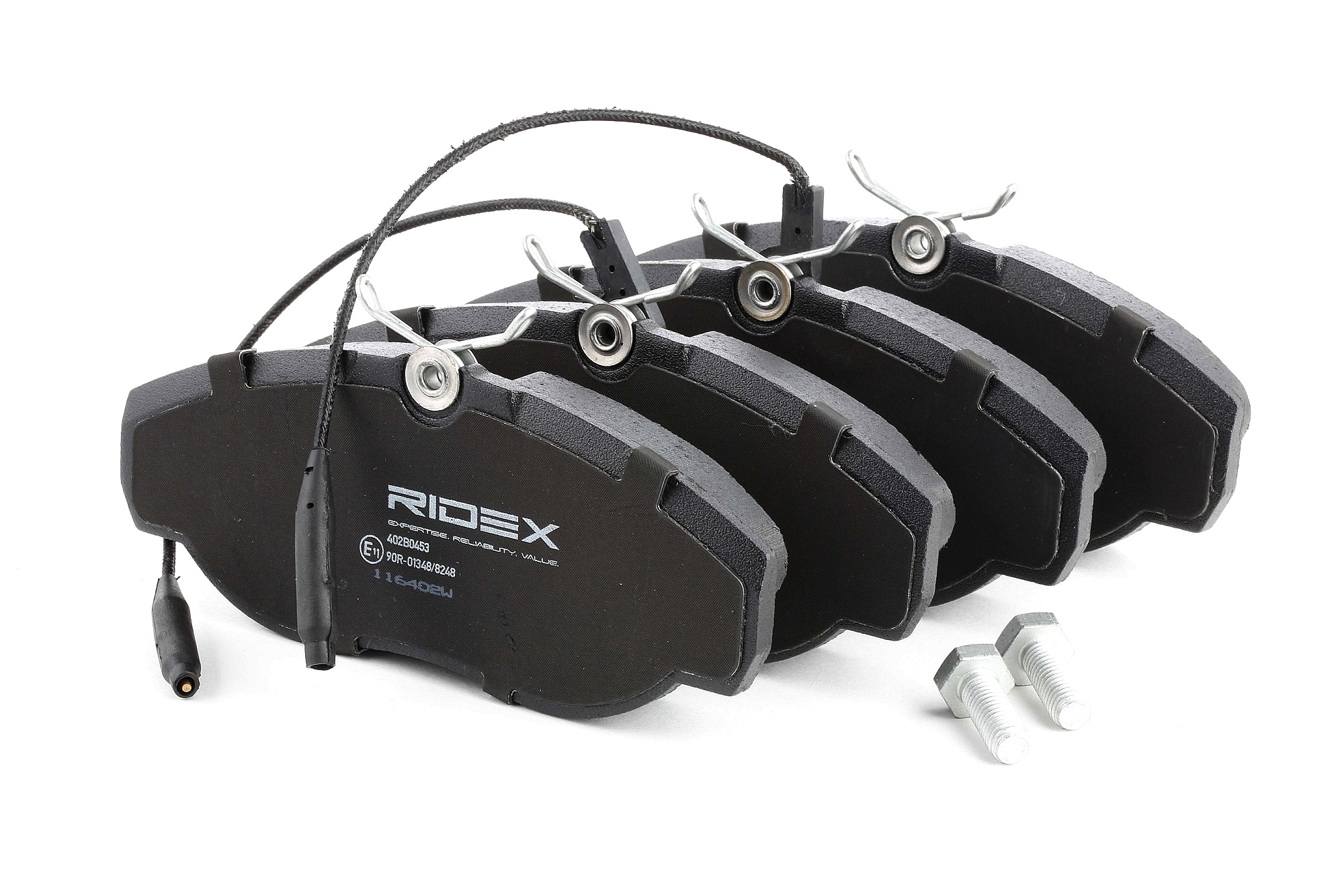 RIDEX 402B0453 Brake pad set Front Axle, incl. wear warning contact