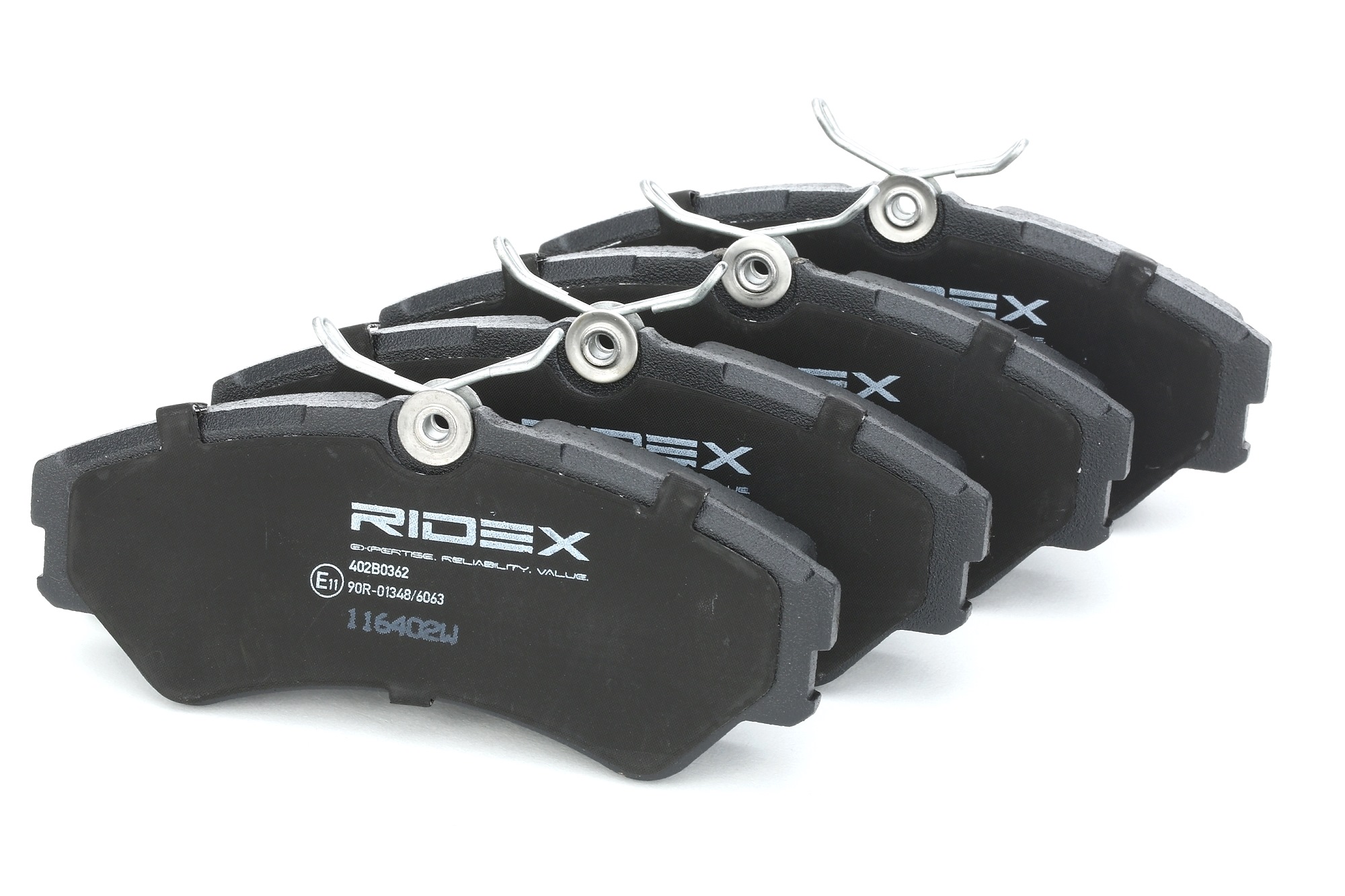 RIDEX 402B0362 Brake pad set Front Axle, excl. wear warning contact, with anti-squeak plate