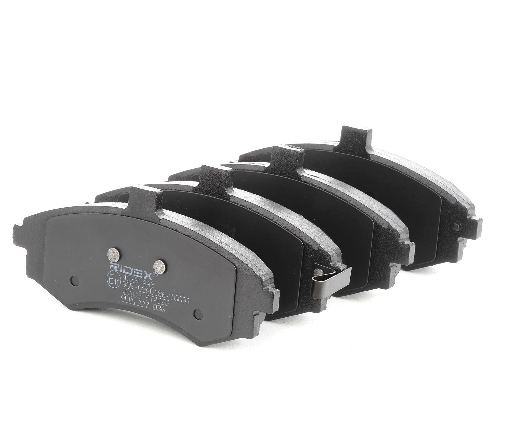 RIDEX 402B0442 Brake pad set Front Axle, Low-Metallic, with acoustic wear warning, with mounting manual