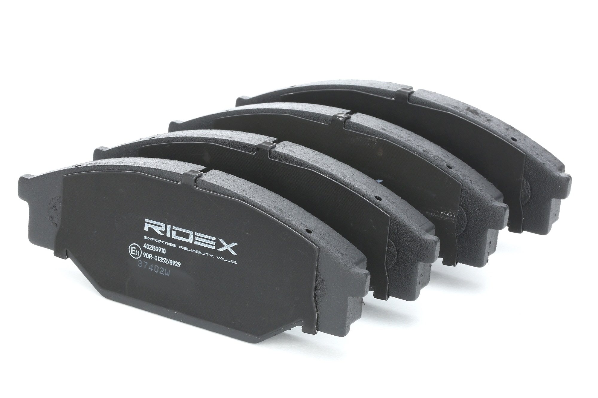 RIDEX 402B0910 Brake pad set Front Axle, Low-Metallic, not prepared for wear indicator