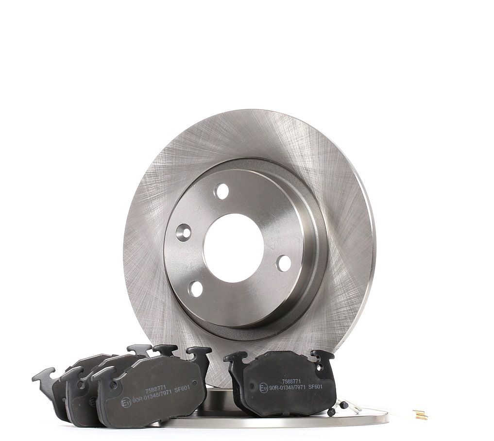 STARK SKBK-1090193 Brake discs and pads set Front Axle, solid, incl. wear warning contact