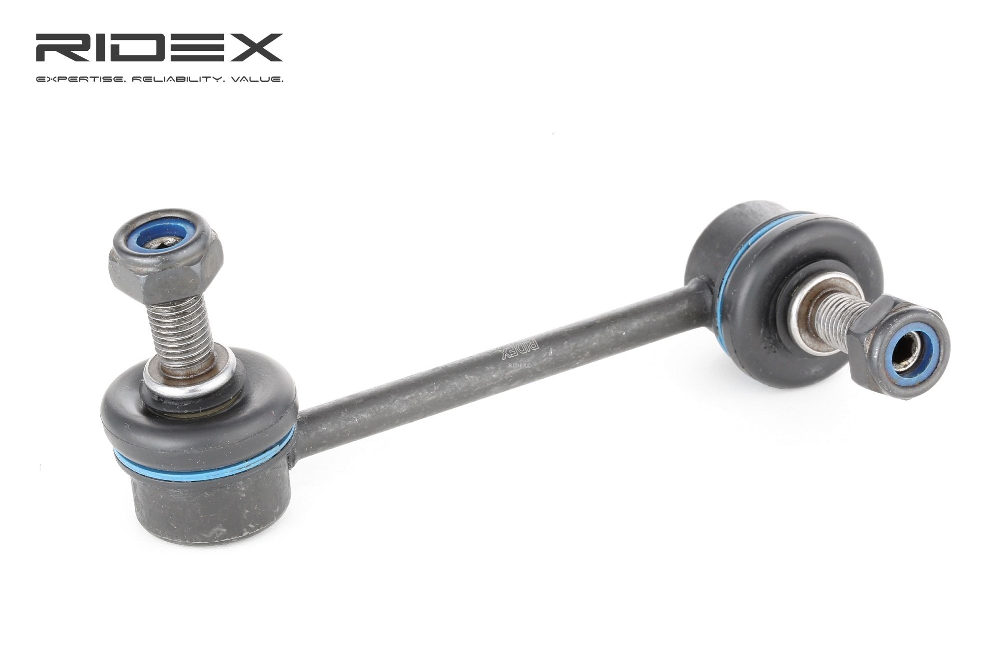 RIDEX 3229S0193 Anti-roll bar link Rear Axle, Left, 115,0mm, Steel