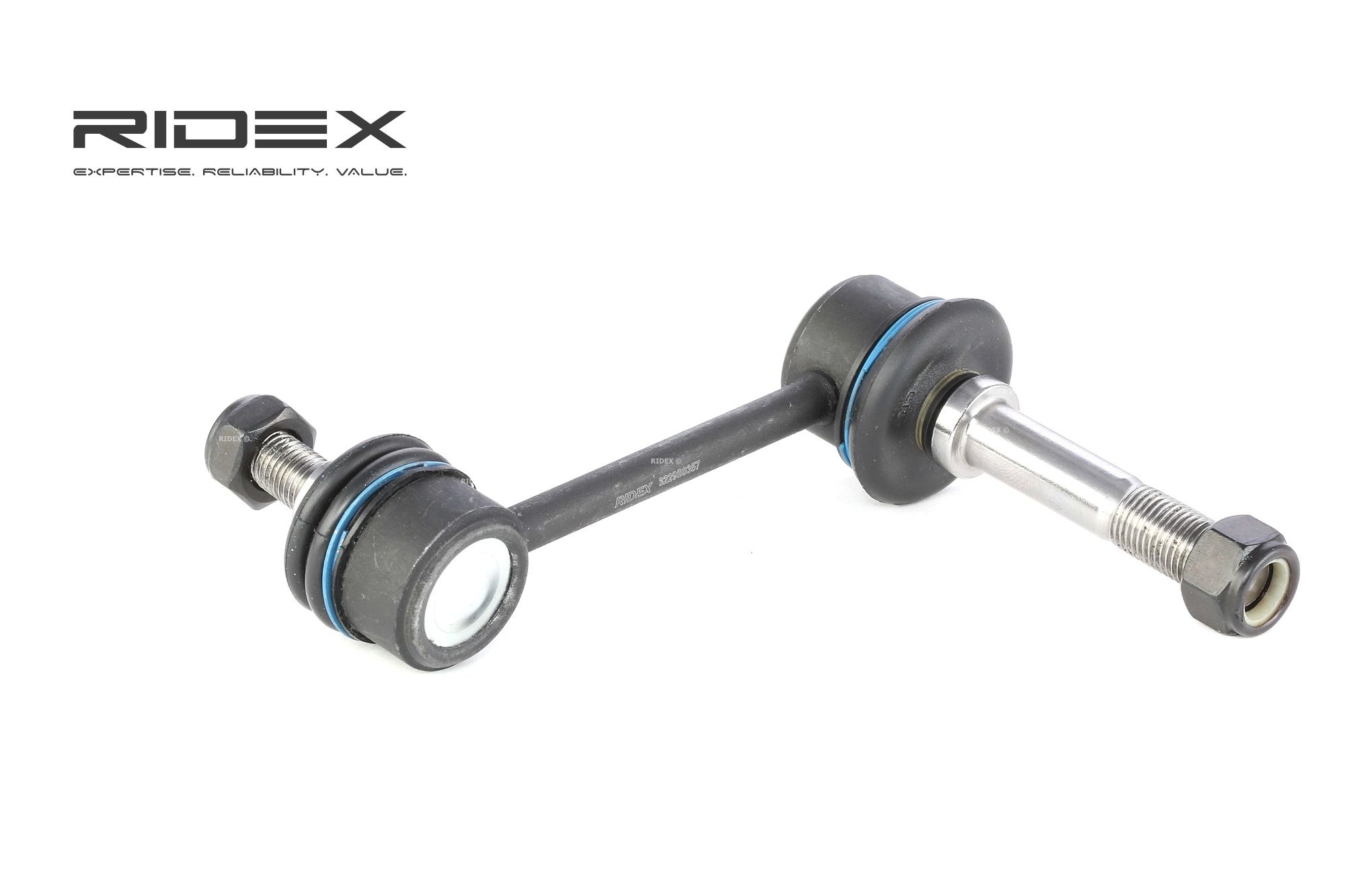 RIDEX 3229S0357 Anti-roll bar link Front Axle, both sides, 106,5mm, Steel