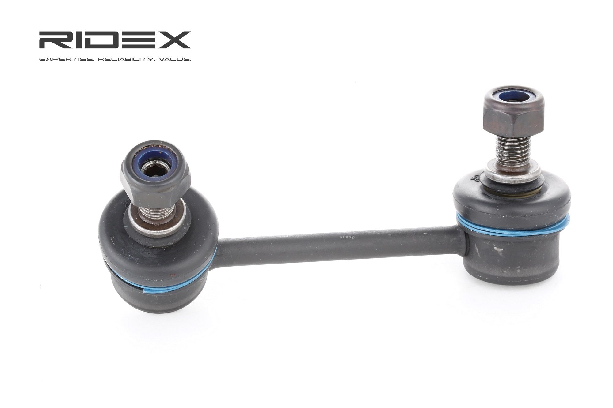 RIDEX 3229S0179 Anti-roll bar link Rear Axle, Left, 100mm, Steel