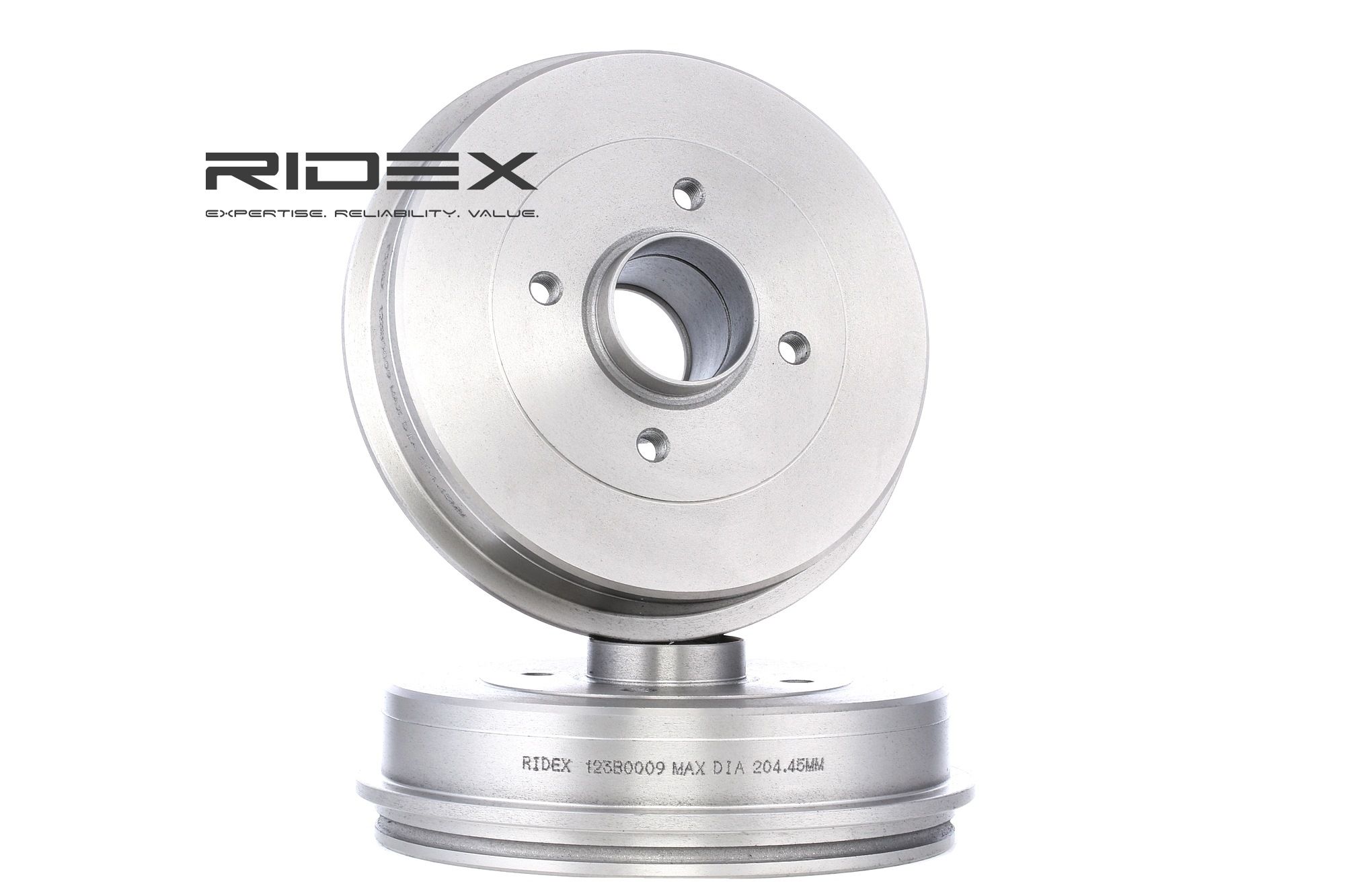 Image of RIDEX Brake Drum RENAULT,NISSAN 123B0009 4320000Q0C,4320000QAF,4320000QAG Rear Brakes,Drum Brake 7700304984
