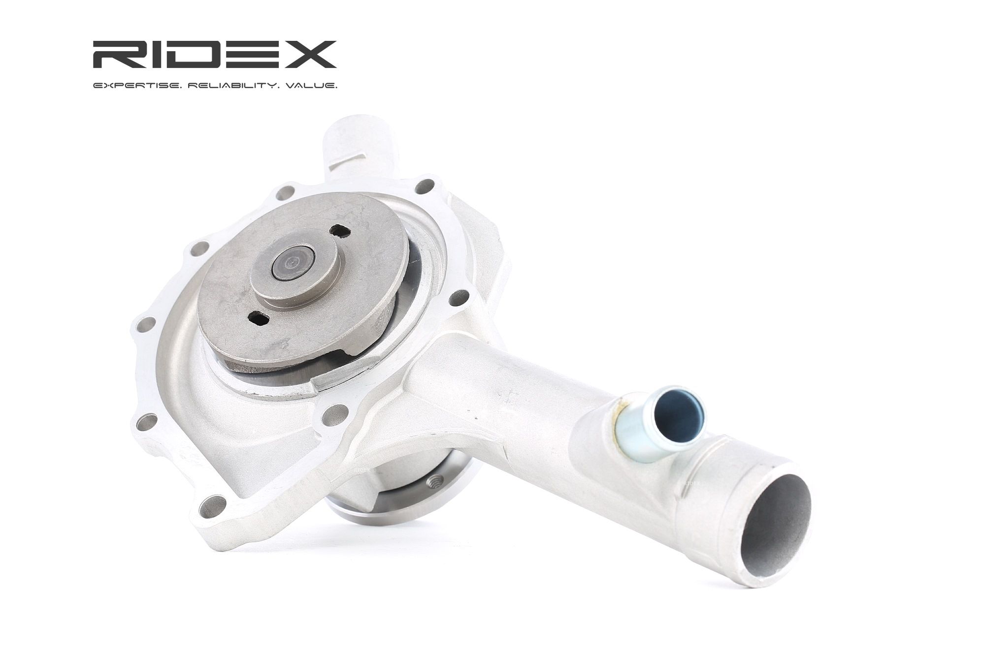 RIDEX 1260W0010 Water pump Cast Aluminium, without belt pulley, with seal, with flange, Mechanical, Metal impeller