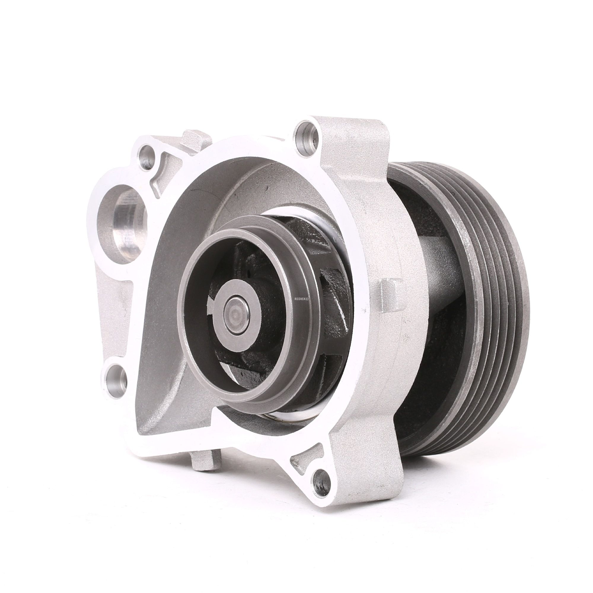RIDEX 1260W0133 Water pump Cast Aluminium, with belt pulley, Belt Pulley Ø: 95 mm, for v-ribbed belt use