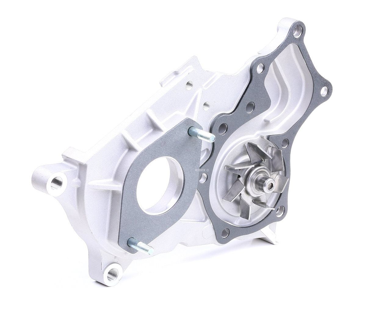 RIDEX 1260W0076 Water pump Cast Aluminium, with belt pulley, with gaskets/seals, with accessories, Mechanical, Metal impeller, Belt Pulley Ø: 62 mm