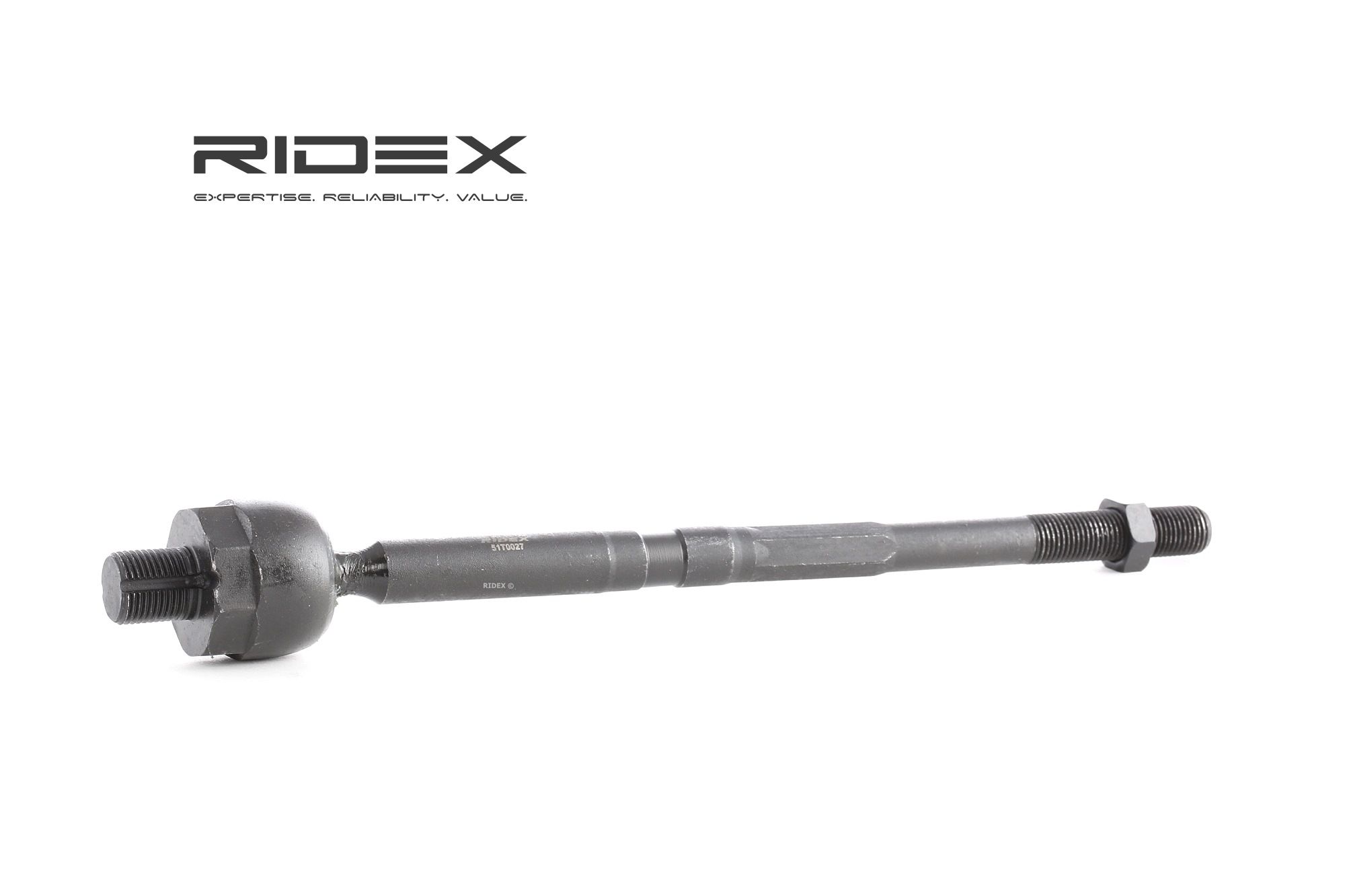 RIDEX 51T0027 Inner tie rod Left, Right, Front Axle, MM18X1.5R, 284 mm