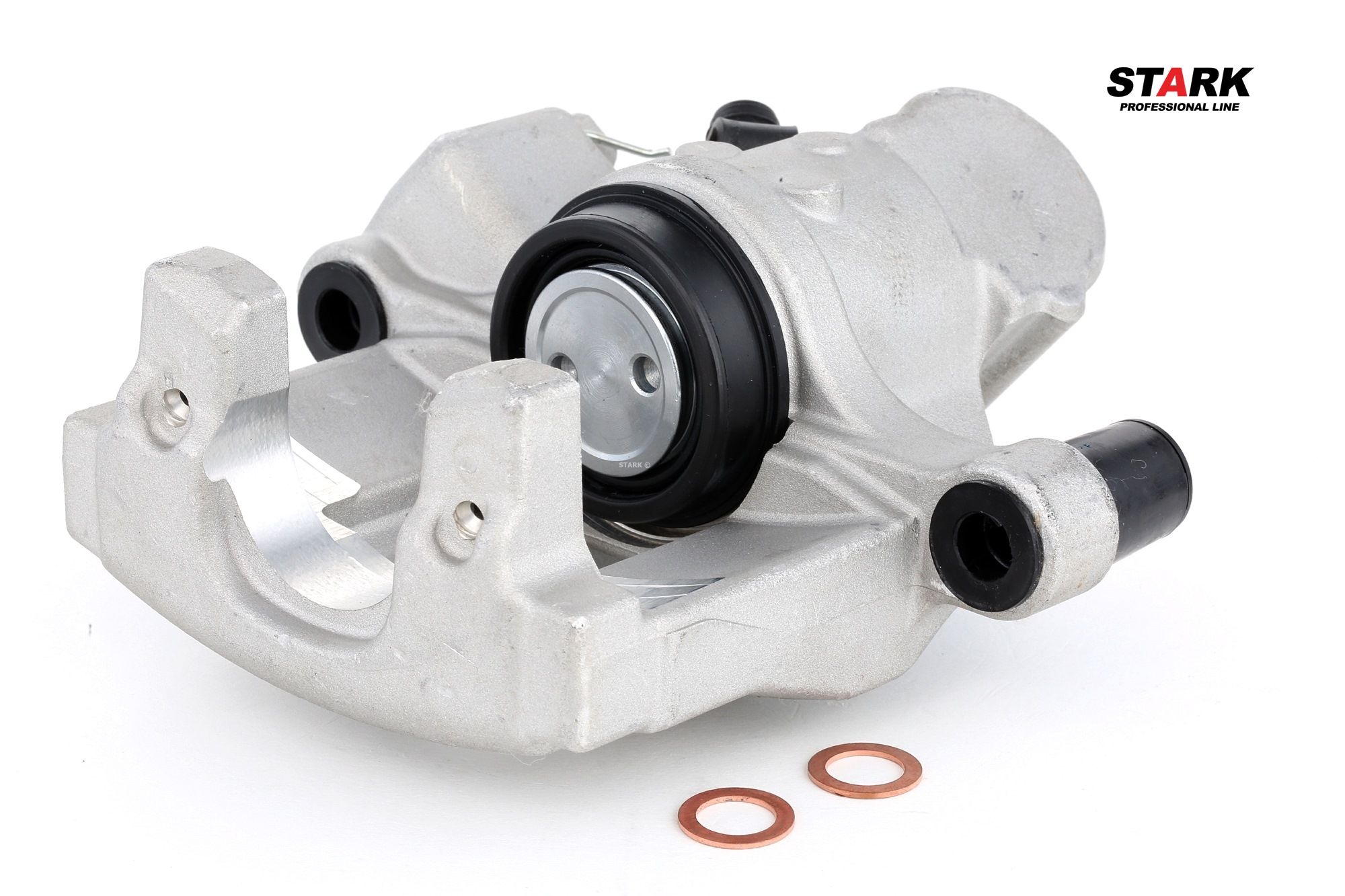 STARK SKBC-0460388 Brake caliper Aluminium, 144mm, Rear Axle Right, behind the axle, without holder, for vehicles without sports package