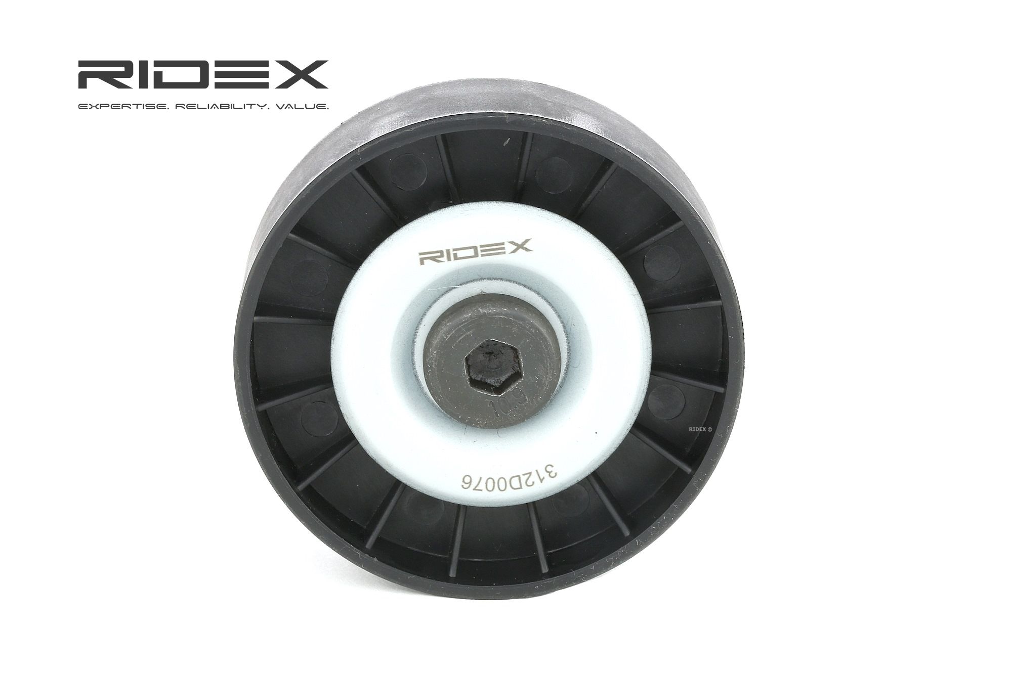 RIDEX 312D0076 Deflection / Guide Pulley, v-ribbed belt 4752879
