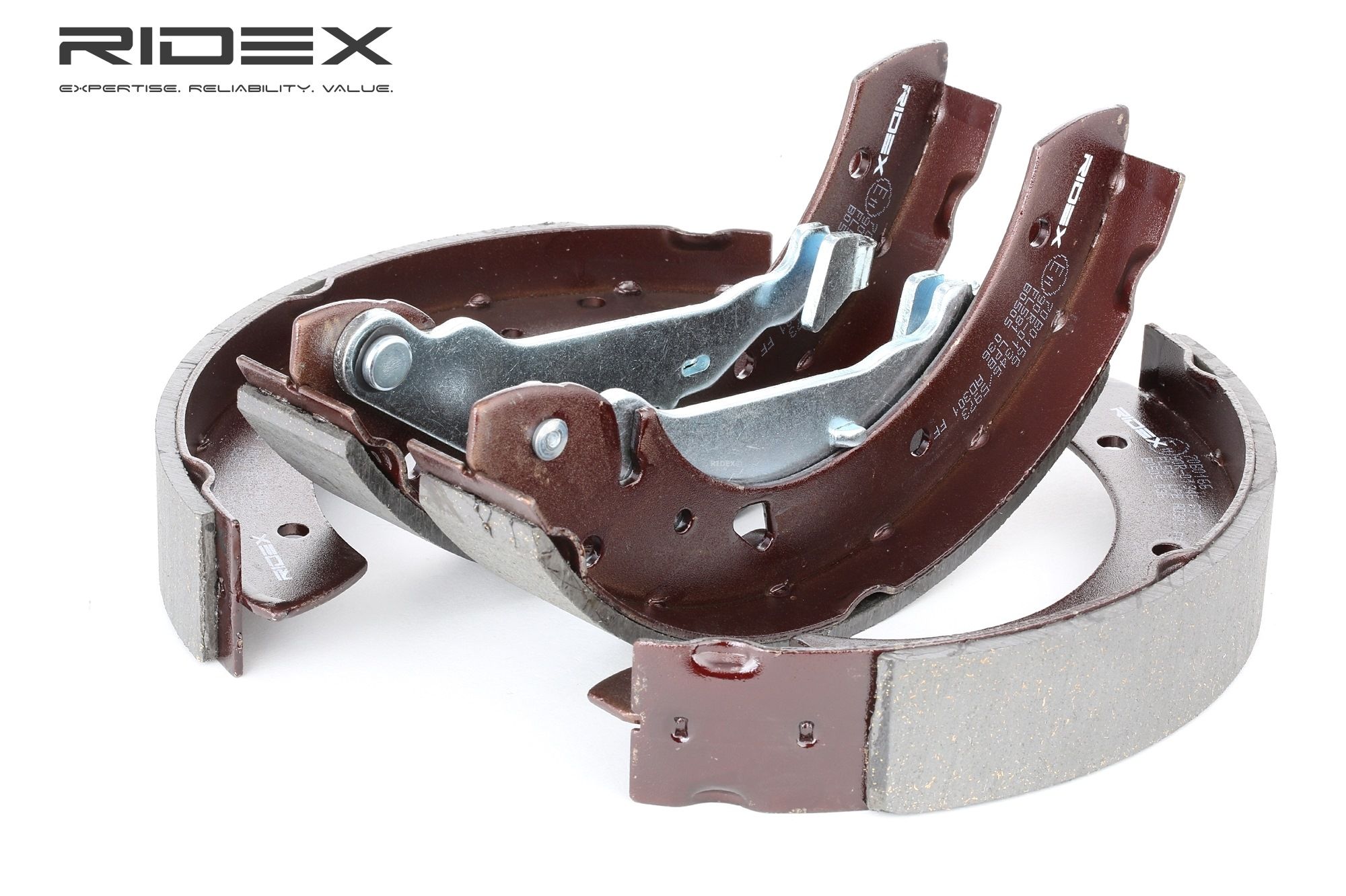 RIDEX 70B0166 Brake Shoe Set Rear Axle, Ø: 228,6 x 37 mm, with lever