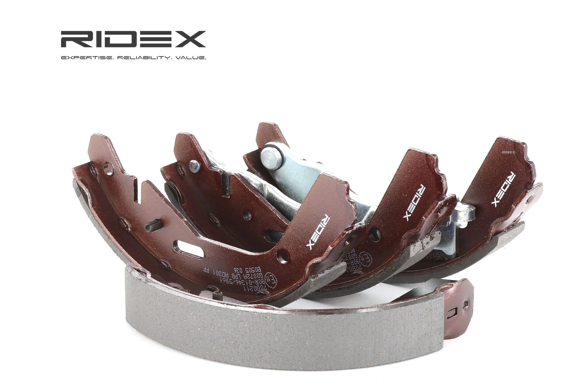 RIDEX 70B0211 Original SUBARU Bremsbeläge für Trommelbremsen Hinterachse, Ø: 200mm, mit Hebel