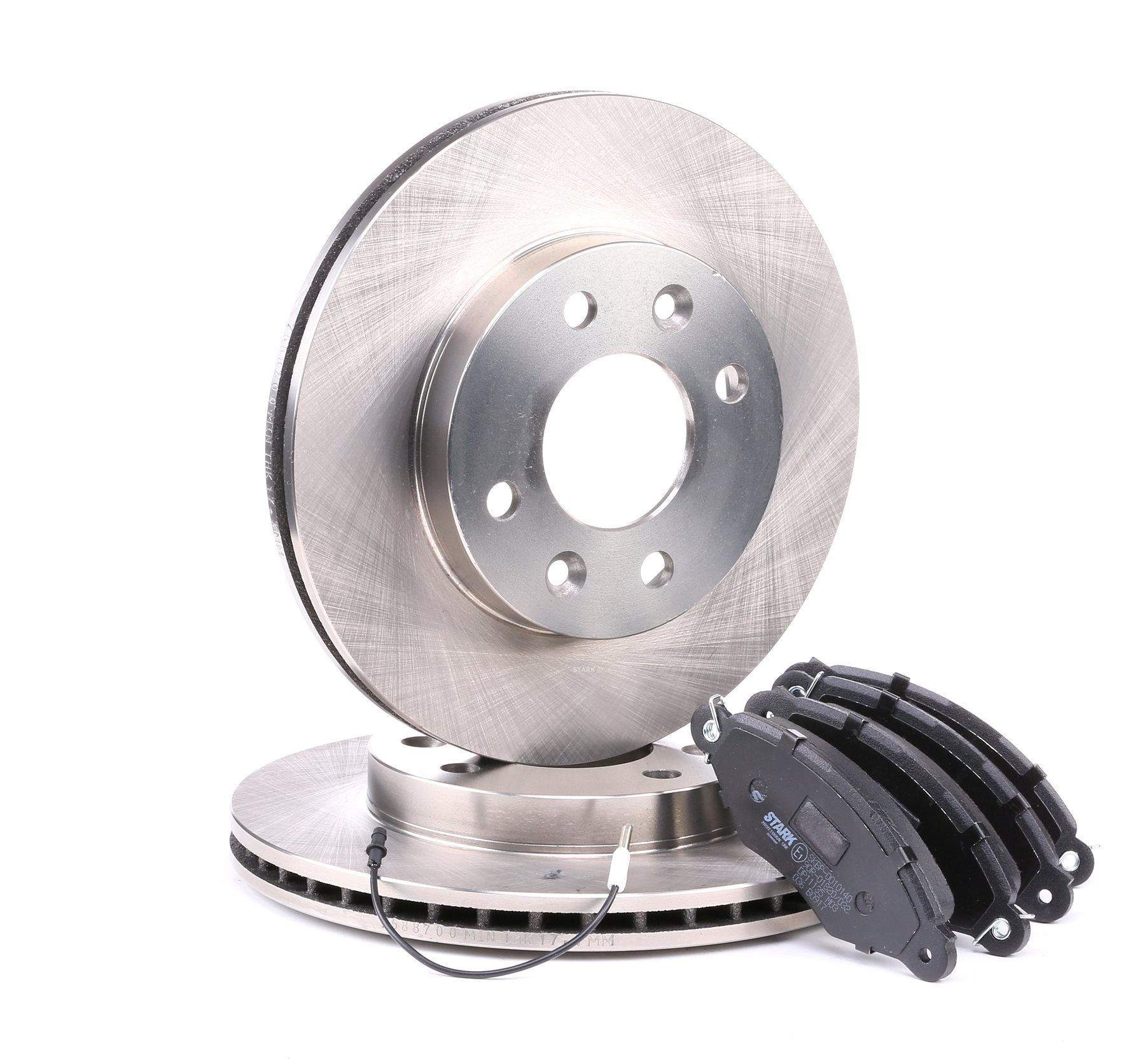 STARK SKBK-1090250 Brake discs and pads set Front Axle, Vented, incl. wear warning contact