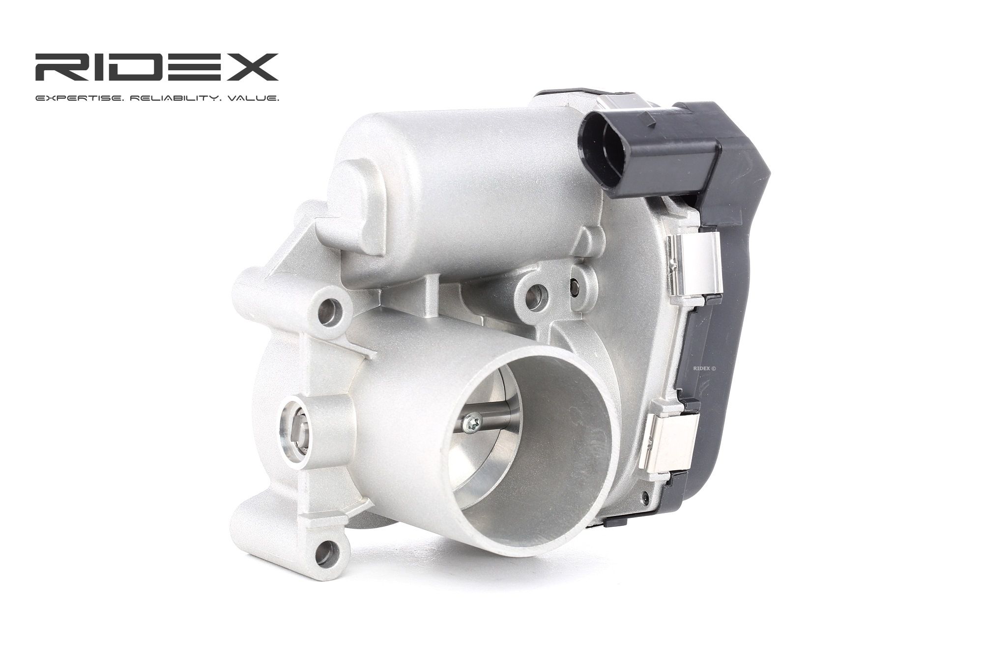 RIDEX 158T0091 Throttle body Ø: 43mm, Electronic, without gasket/seal, Control Unit/Software must be trained/updated