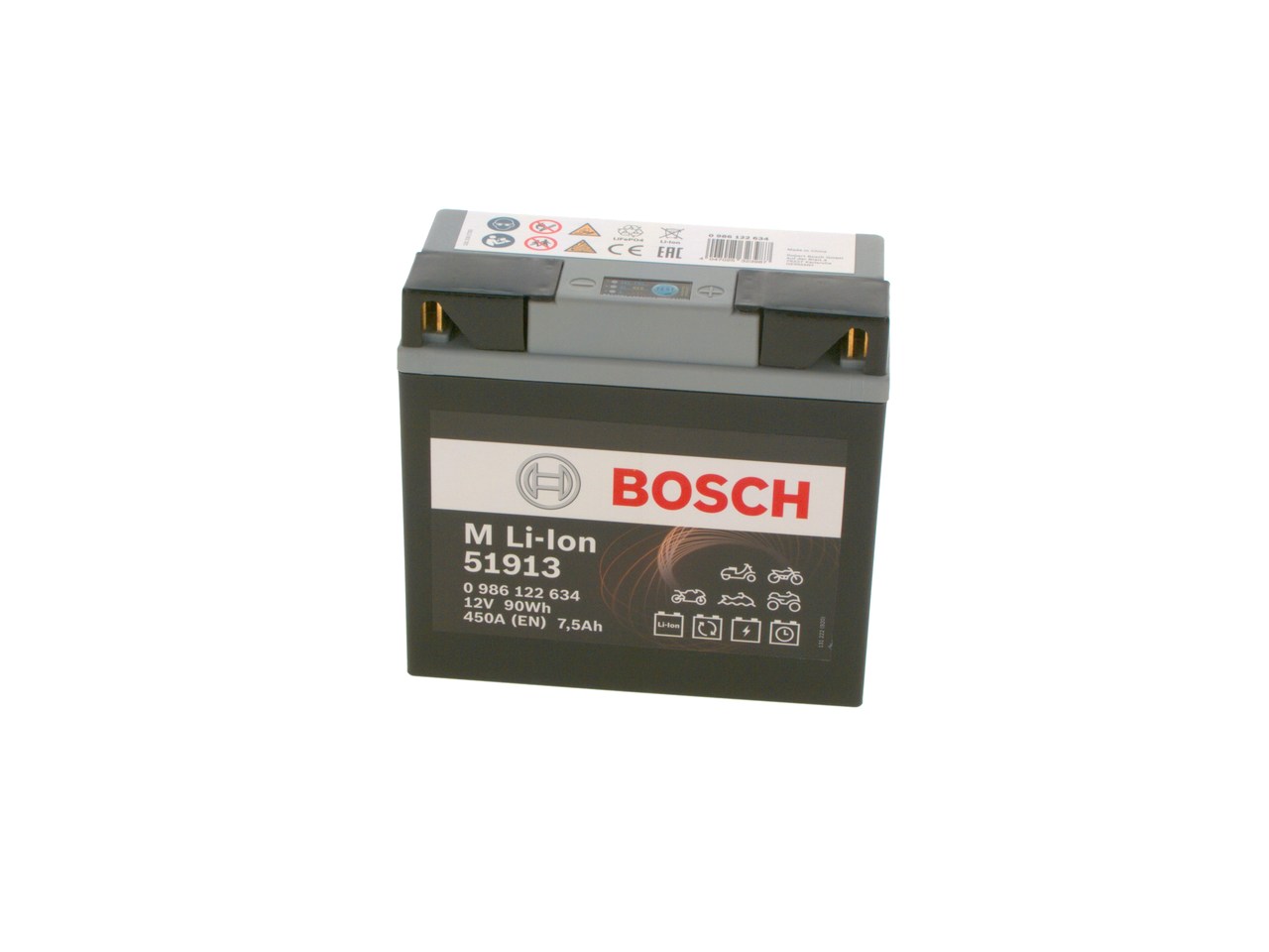 YAMAHA TMAX Batterie 12V 7,5Ah 450A B00 Li-Ionen-Batterie BOSCH 0986122634