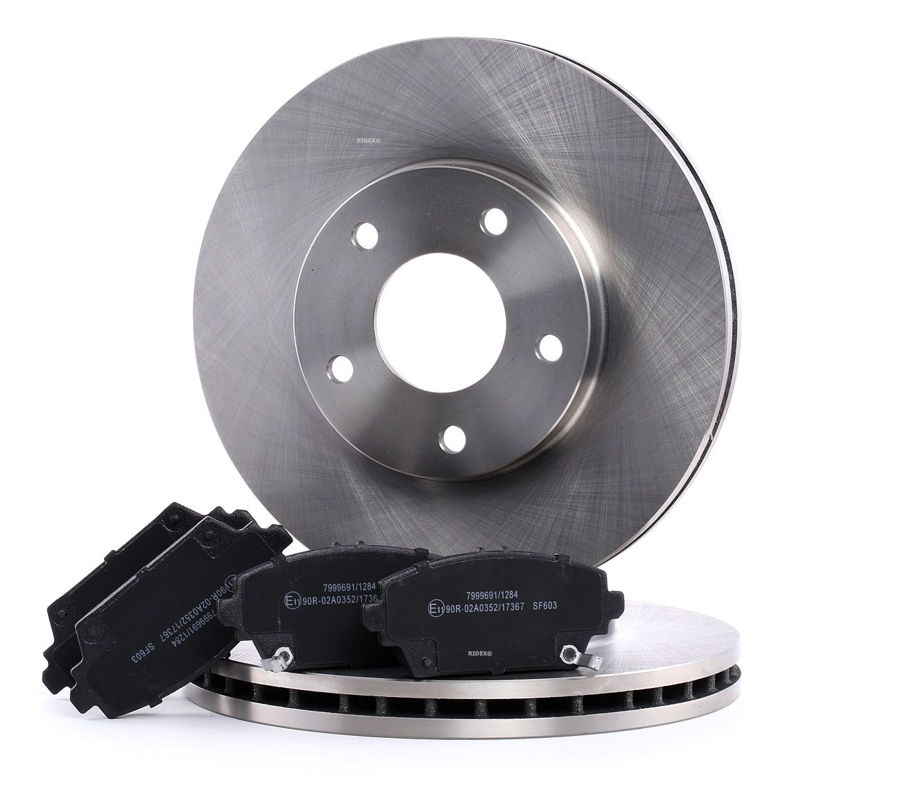 RIDEX 3405B0164 Brake discs and pads set Front Axle, Vented, with acoustic wear warning