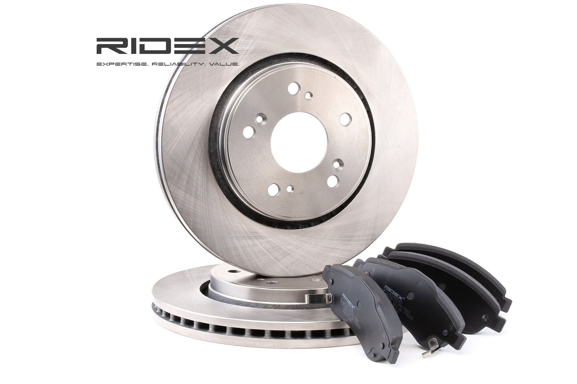 RIDEX 3405B0146 Brake discs and pads set Front Axle, Vented, with acoustic wear warning