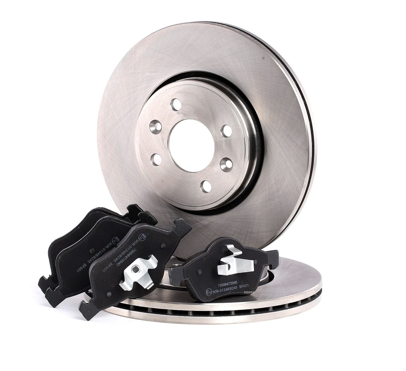RIDEX 3405B0271 Brake discs and pads set Front Axle, Vented, with anti-squeak plate, excl. wear warning contact