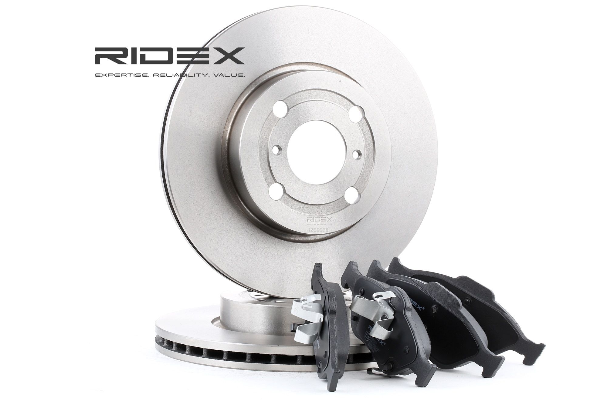RIDEX 3405B0237 Set remblokken en remschijven Vooras, Remschijftype: Geventileerd, Met anti-kreukplaat, Excl. slijtage waarschuwingscontact Toyota in originele kwaliteit