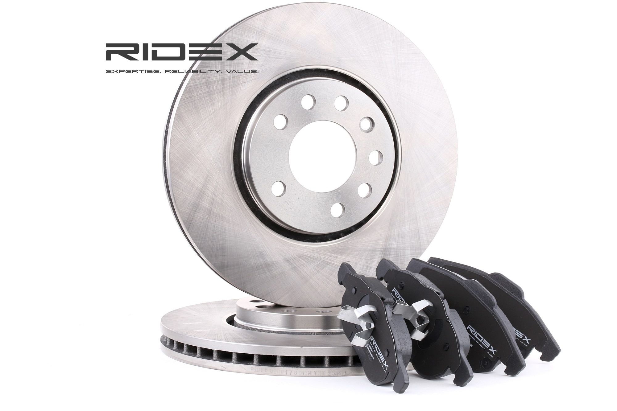 RIDEX Front Axle, Vented, excl. wear warning contact Ø: 302mm, Brake Disc Thickness: 28mm Brake discs and pads 3405B0253 buy