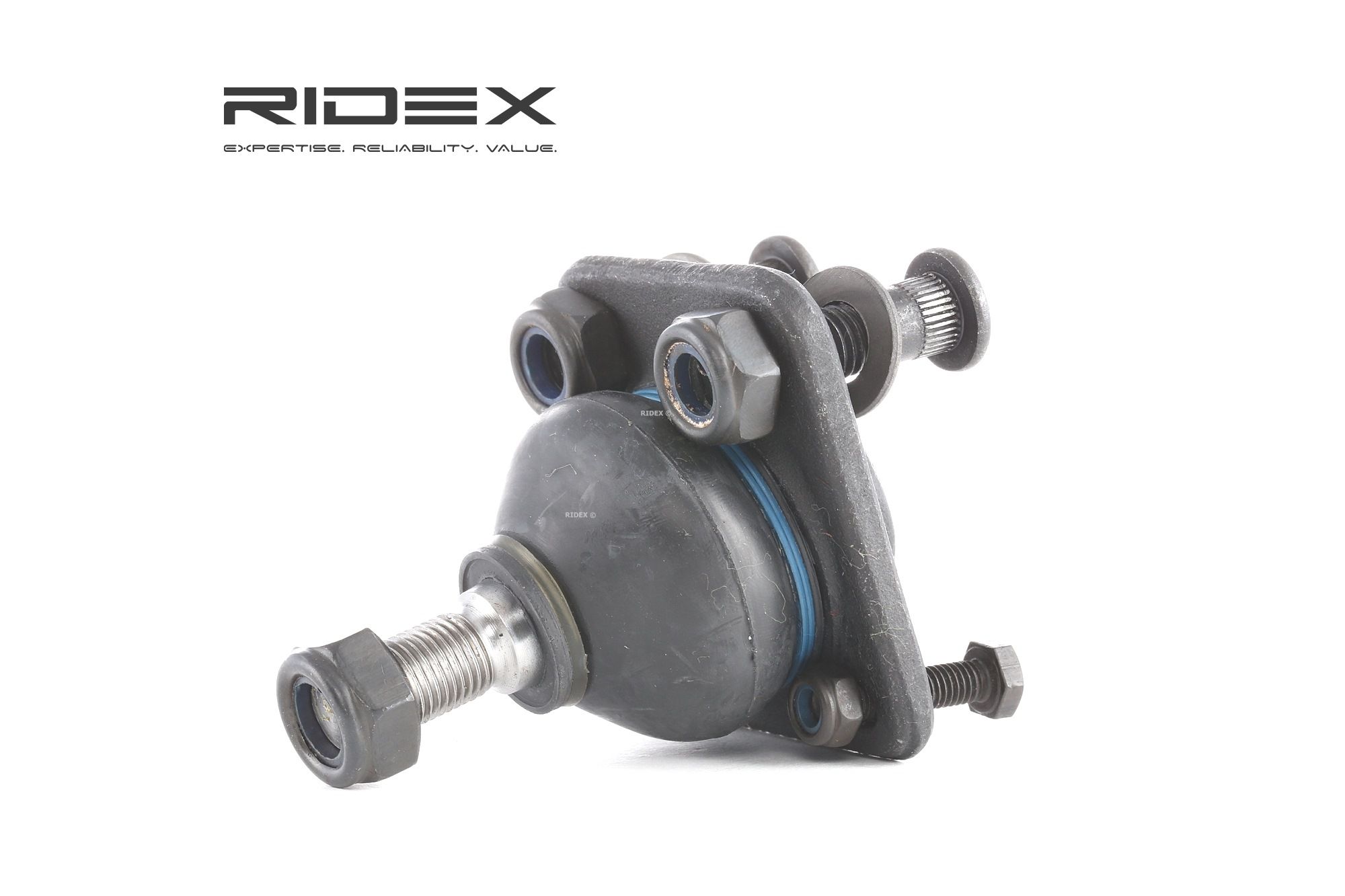 RIDEX 2462S0059 Ball Joint Front axle both sides, Upper, with fastening material, with accessories, 16, 14,4mm, 82,5mm, 66mm, 1:5