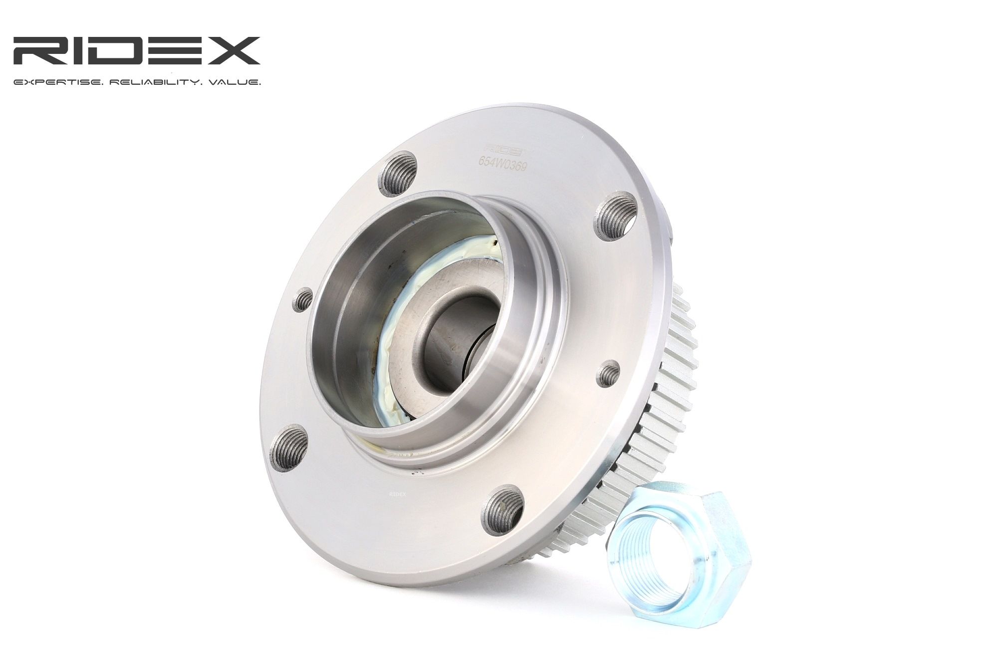 RIDEX 654W0369 Wheel bearing kit Rear Axle both sides, Wheel Bearing integrated into wheel hub