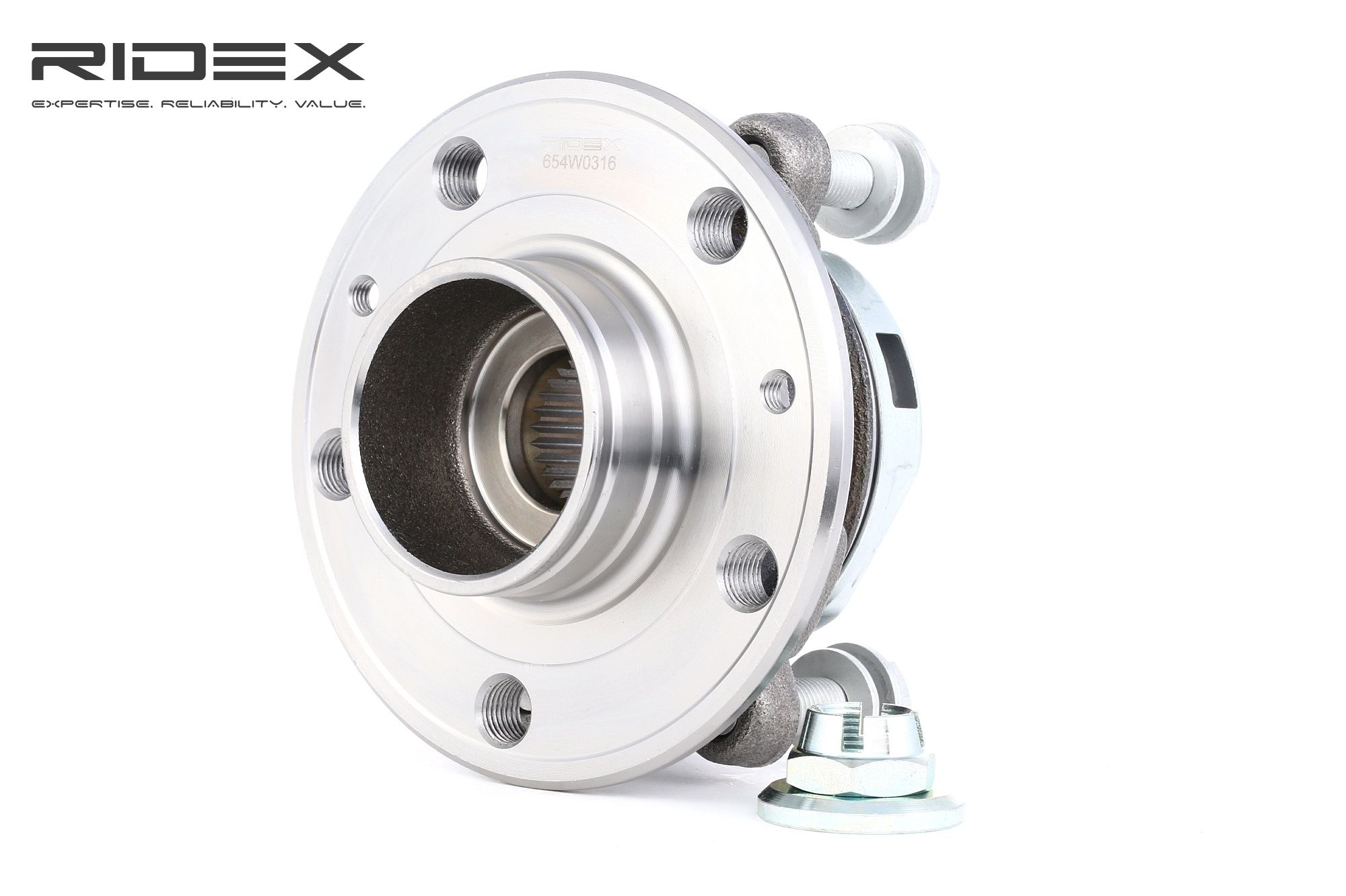 RIDEX with integrated ABS sensor, with bolts/screws Wheel hub bearing 654W0316 buy