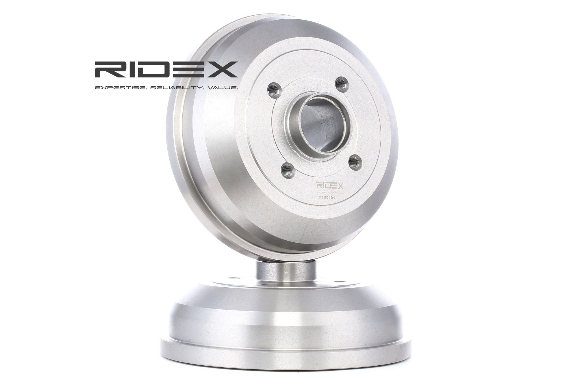 RIDEX 123B0101 originali OPEL Coppia tamburi freno con mozzo portaruota, senza anello sensore ABS, senza cuscinetto ruota, 228,0mm, Assale posteriore