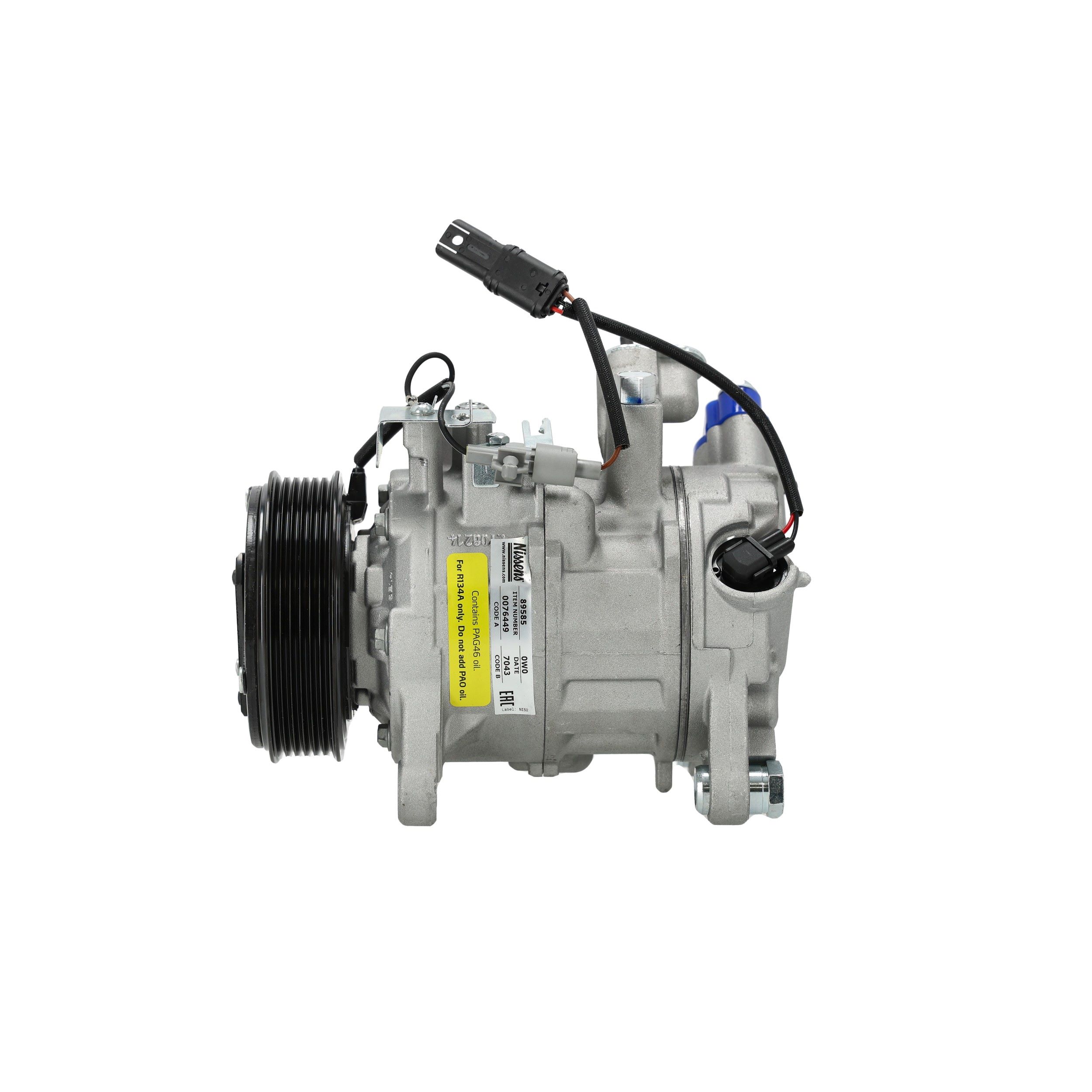 NISSENS 89585 Ilmastoinnin kompressori 7SBU17A, PAG 46, R134a, PAG-kompressoriöljyllä, ilman diodia