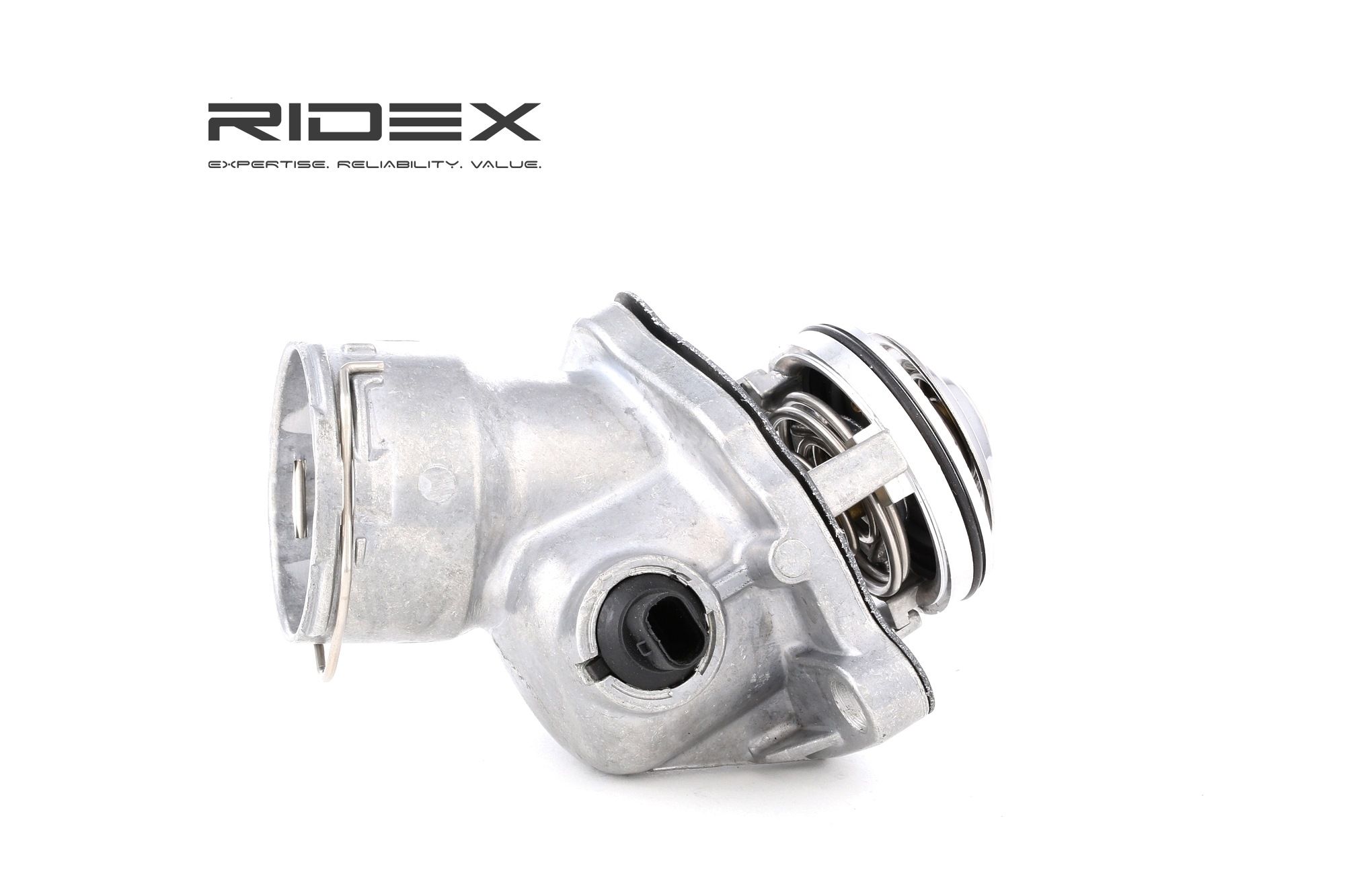 RIDEX 316T0084 Engine thermostat Opening Temperature: 100°C, with seal, with sensor, Metal Housing