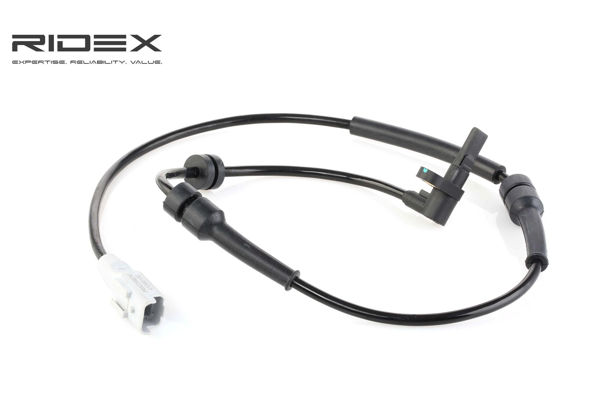 RIDEX 412W0156 ABS sensor Front Axle Left, Hall Sensor, 2-pin connector, 775mm, 850mm, 28mm, grey