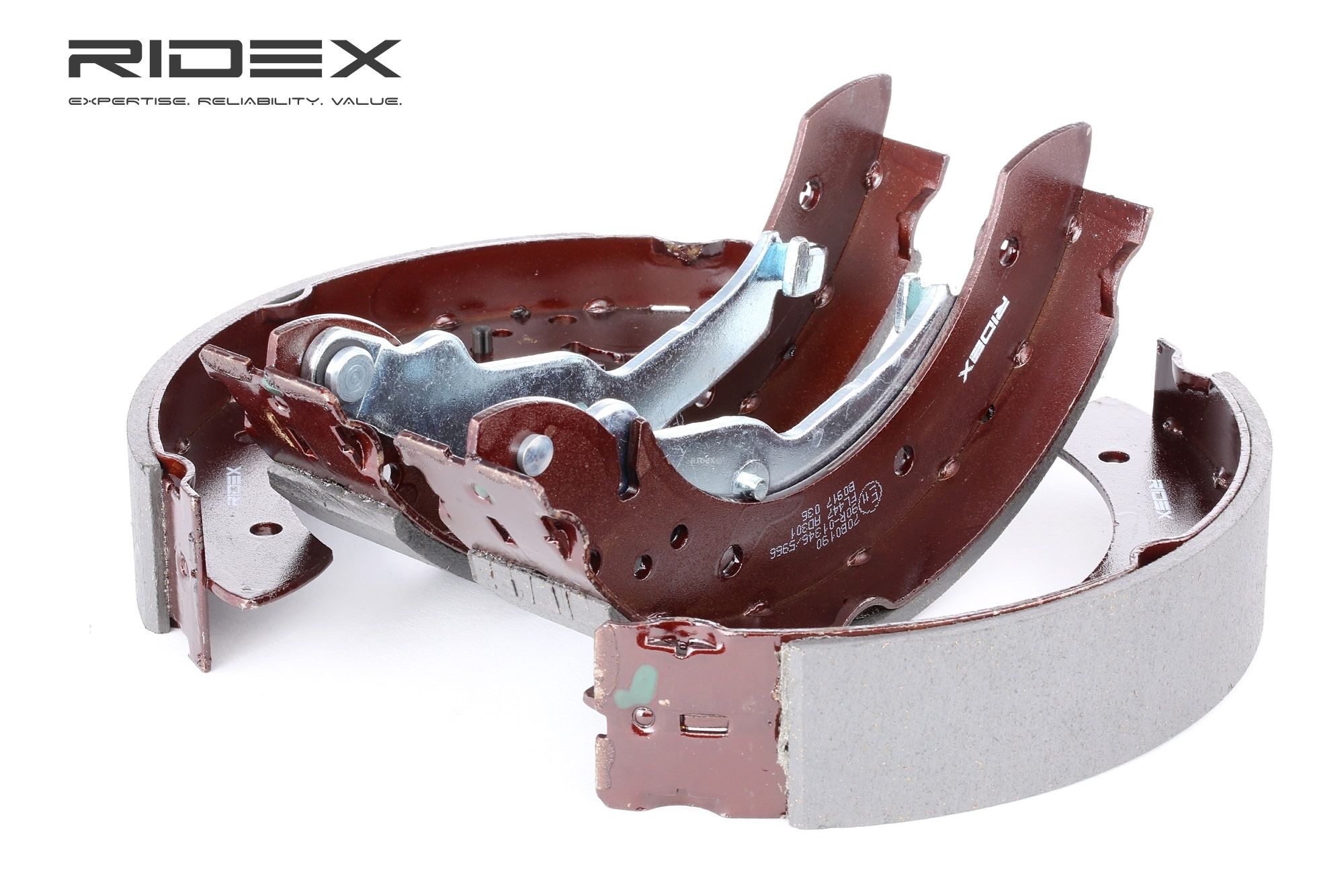 RIDEX 70B0190 Brake Shoe Set Rear Axle, 228,6 x 42 mm, with handbrake lever