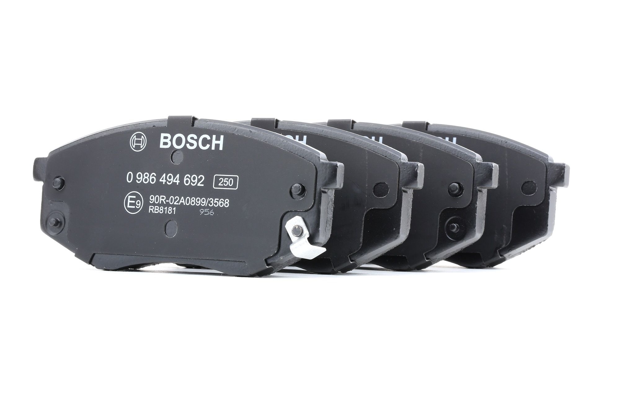 0 986 494 692 BOSCH Brake pad set KIA Low-Metallic, with acoustic wear warning, with anti-squeak plate