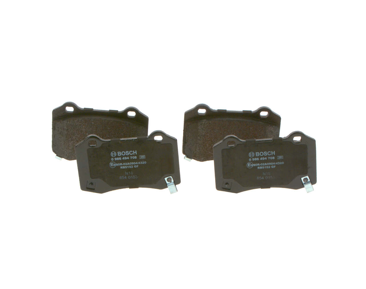 BOSCH 0 986 494 708 Brake pad set Low-Metallic, with integrated wear warning contact, with anti-squeak plate