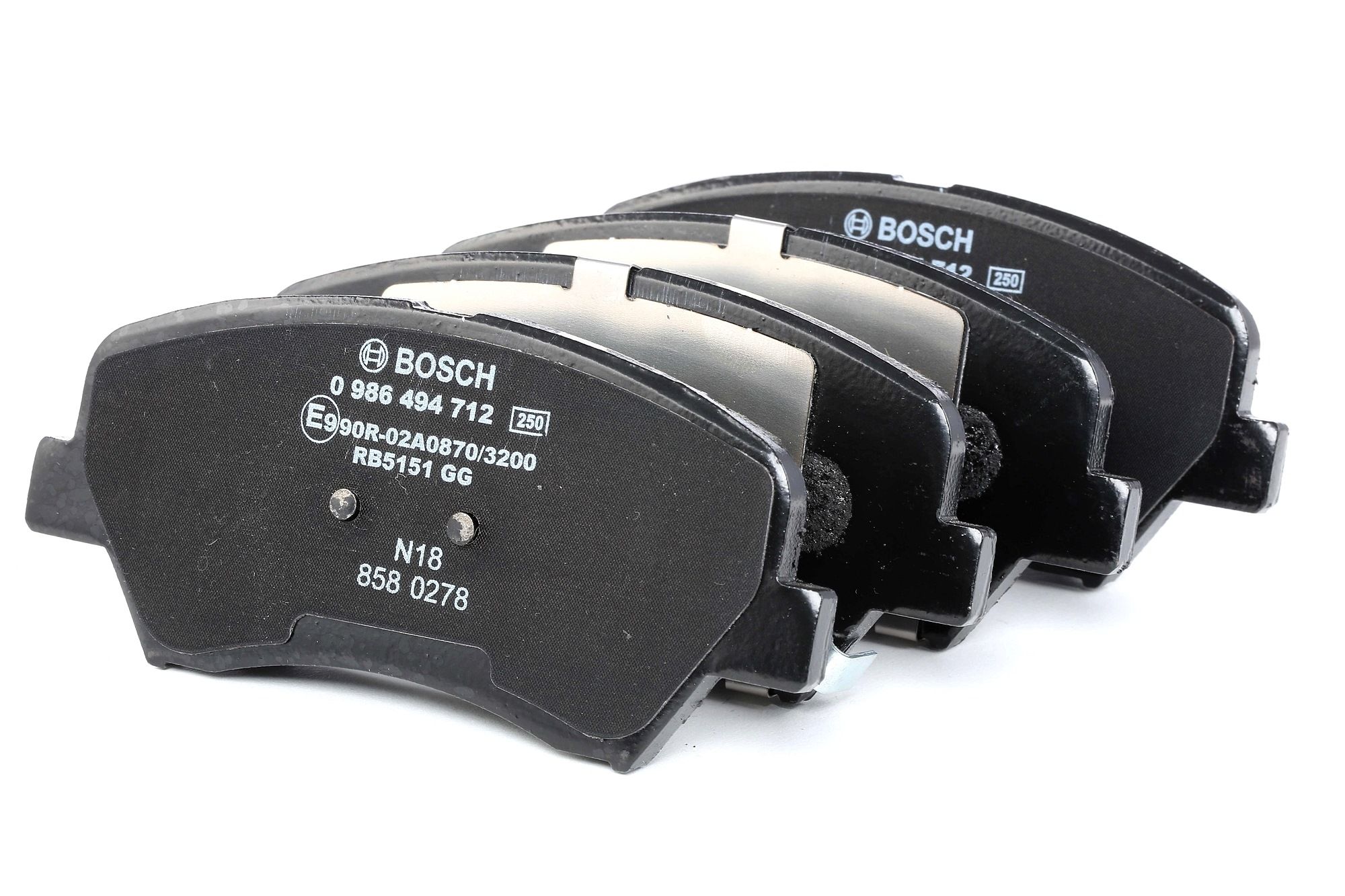 BOSCH 0 986 494 712 Brake pad set Low-Metallic, with acoustic wear warning, with anti-squeak plate