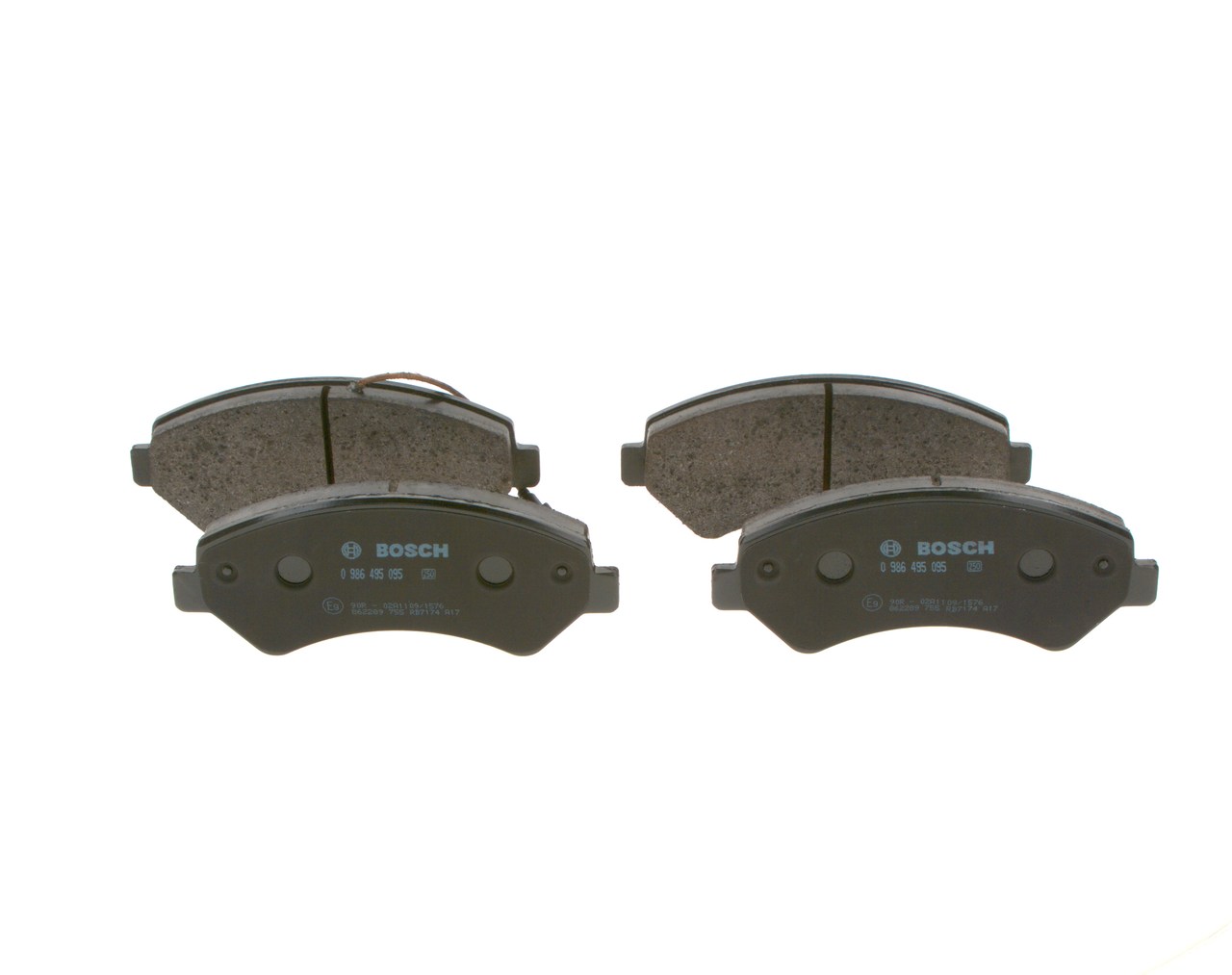BOSCH 0 986 495 095 Brake pad set Low-Metallic, with integrated wear sensor, with anti-squeak plate, with mounting manual