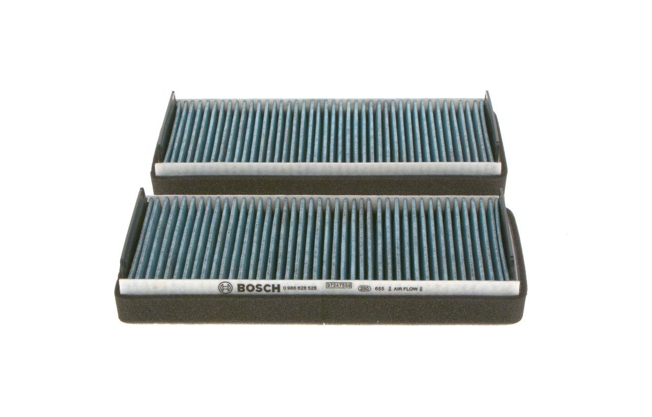 A 8528 BOSCH Activated Carbon Filter, with anti-allergic effect, with antibacterial action, Particulate filter (PM 2.5), 255 mm x 114 mm x 40 mm, FILTER+ Width: 114mm, Height: 40mm, Length: 255mm Cabin filter 0 986 628 528 buy