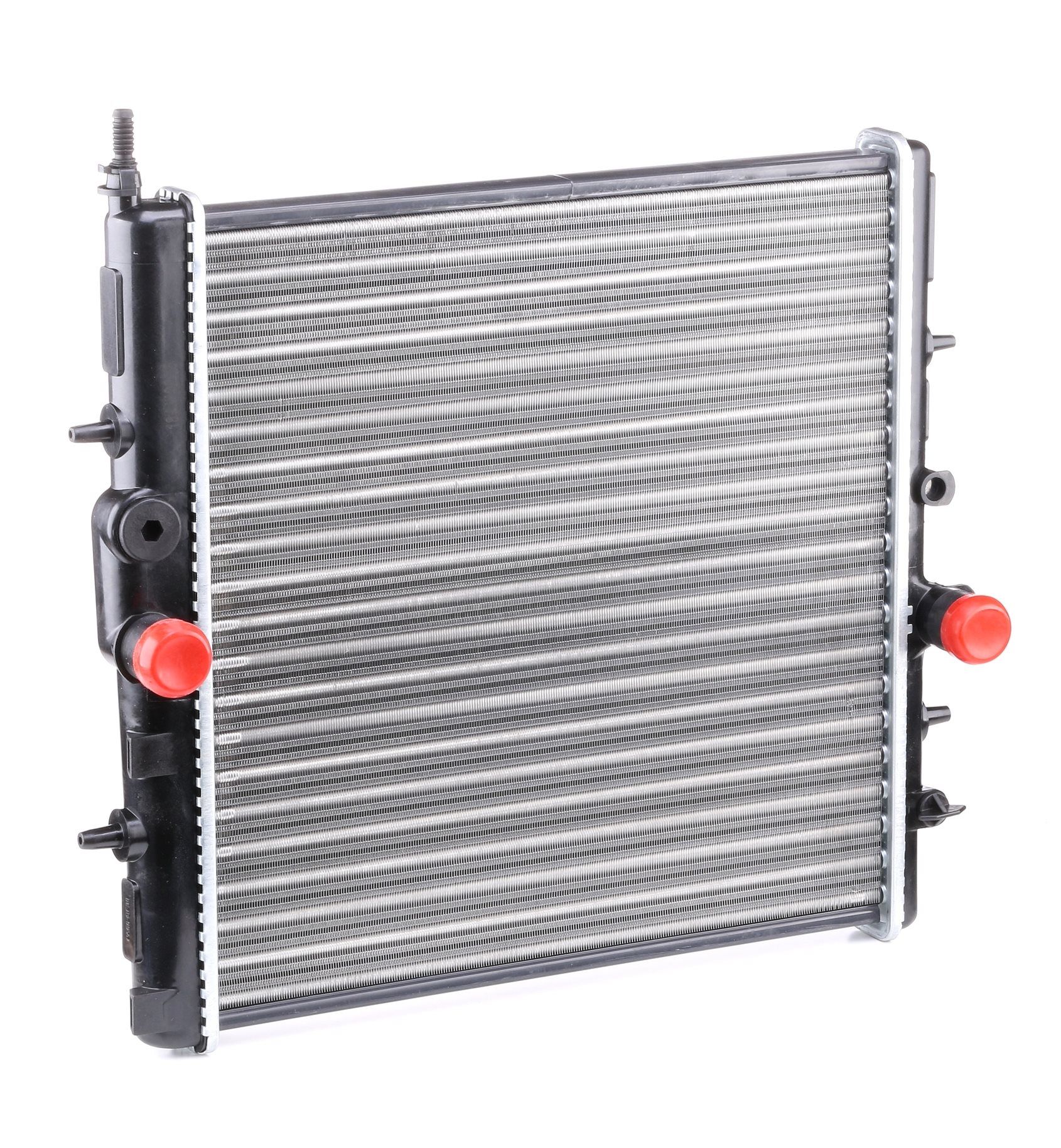 ABAKUS 038-017-0001 Engine radiator Aluminium, for vehicles without air conditioning, 380 x 398 x 23 mm, Manual Transmission