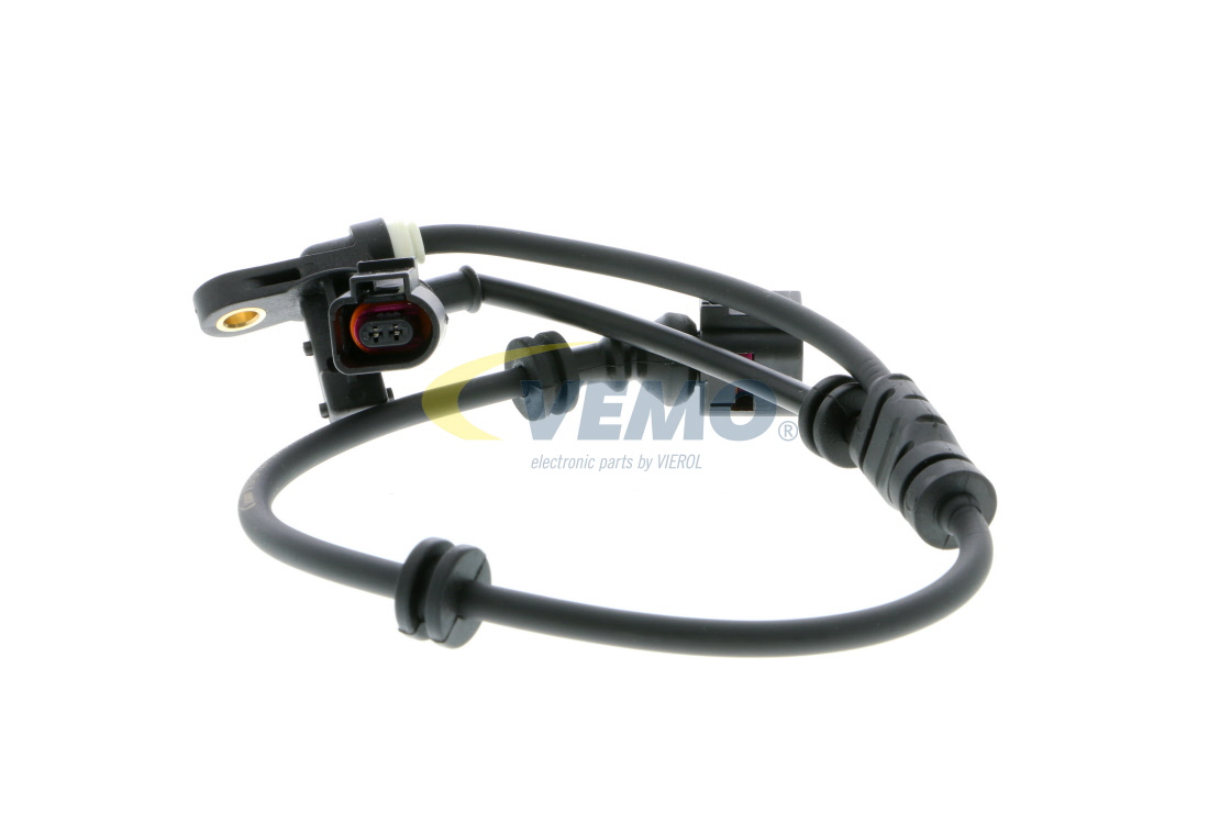 V10-72-1231 VEMO Wheel speed sensor VW Front Axle Right, Front Axle Left, Front Axle, Original VEMO Quality, for vehicles with ABS, Hall Sensor, Passive sensor, 4-pin connector, 479mm, prepared for wear indicator, 12V, black