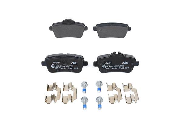 ATE Ceramic 13.0470-2781.2 Brake pad set prepared for wear indicator, excl. wear warning contact, with brake caliper screws, with accessories